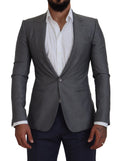 Dolce & Gabbana Grey Wool Silk Slim Fit Jacket Blazer