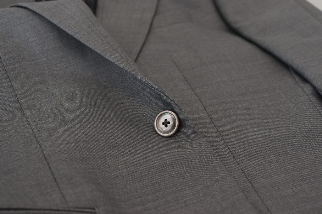 Dolce & Gabbana Grey Wool Silk Slim Fit Jacket Blazer