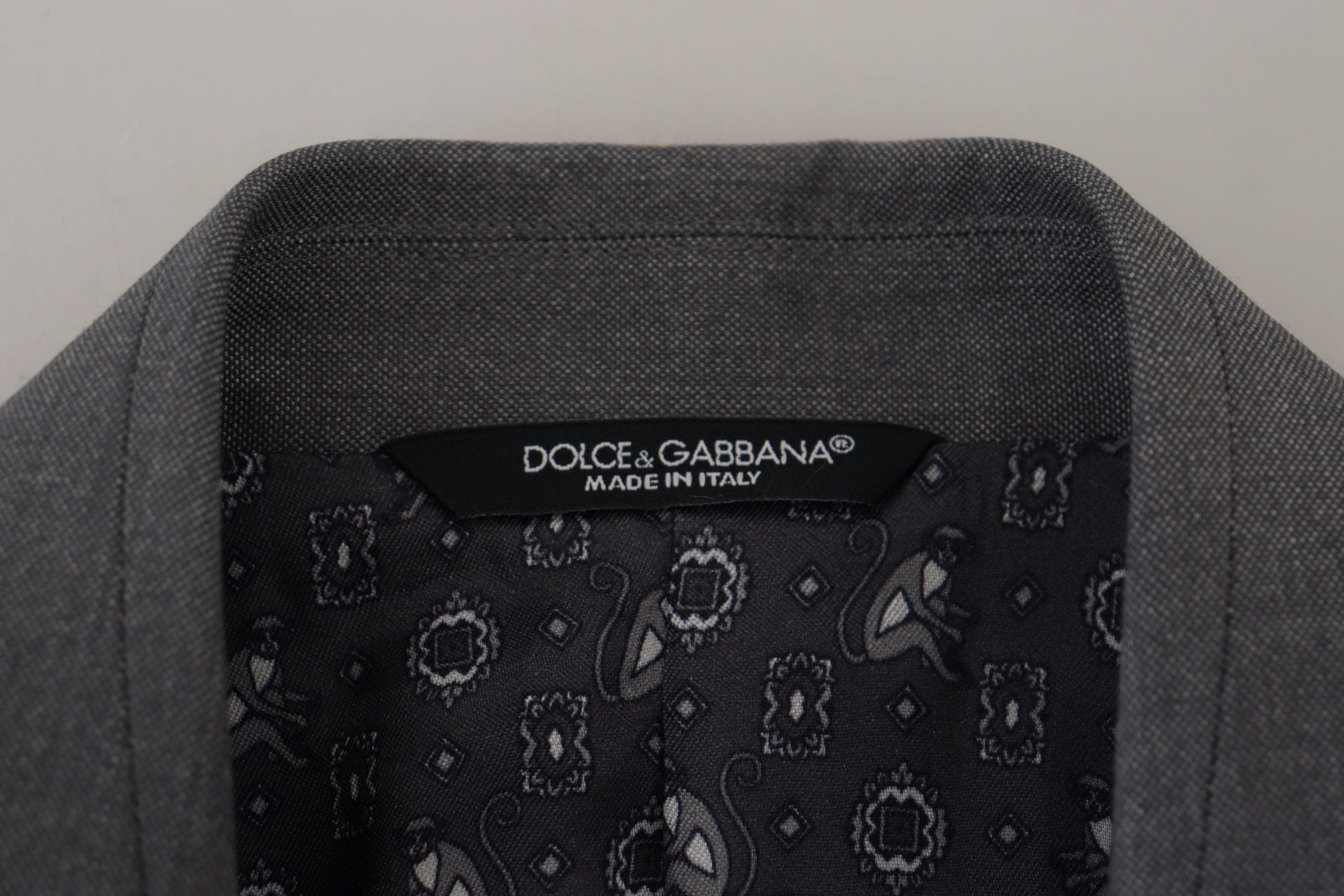 Dolce & Gabbana Grey Wool Silk Slim Fit Jacket Blazer