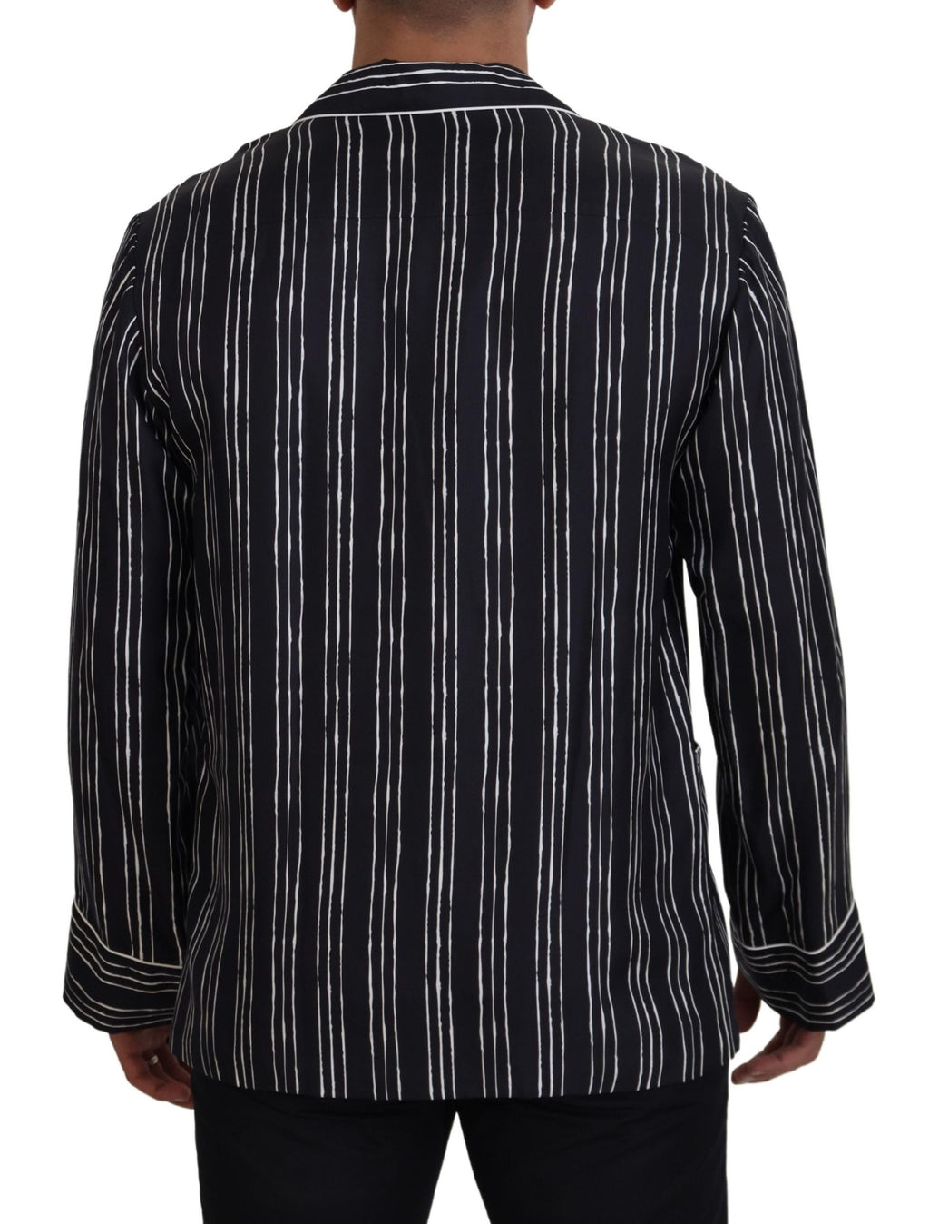 Dolce & Gabbana Blue Striped Silk Pyjama Shirt Jacket