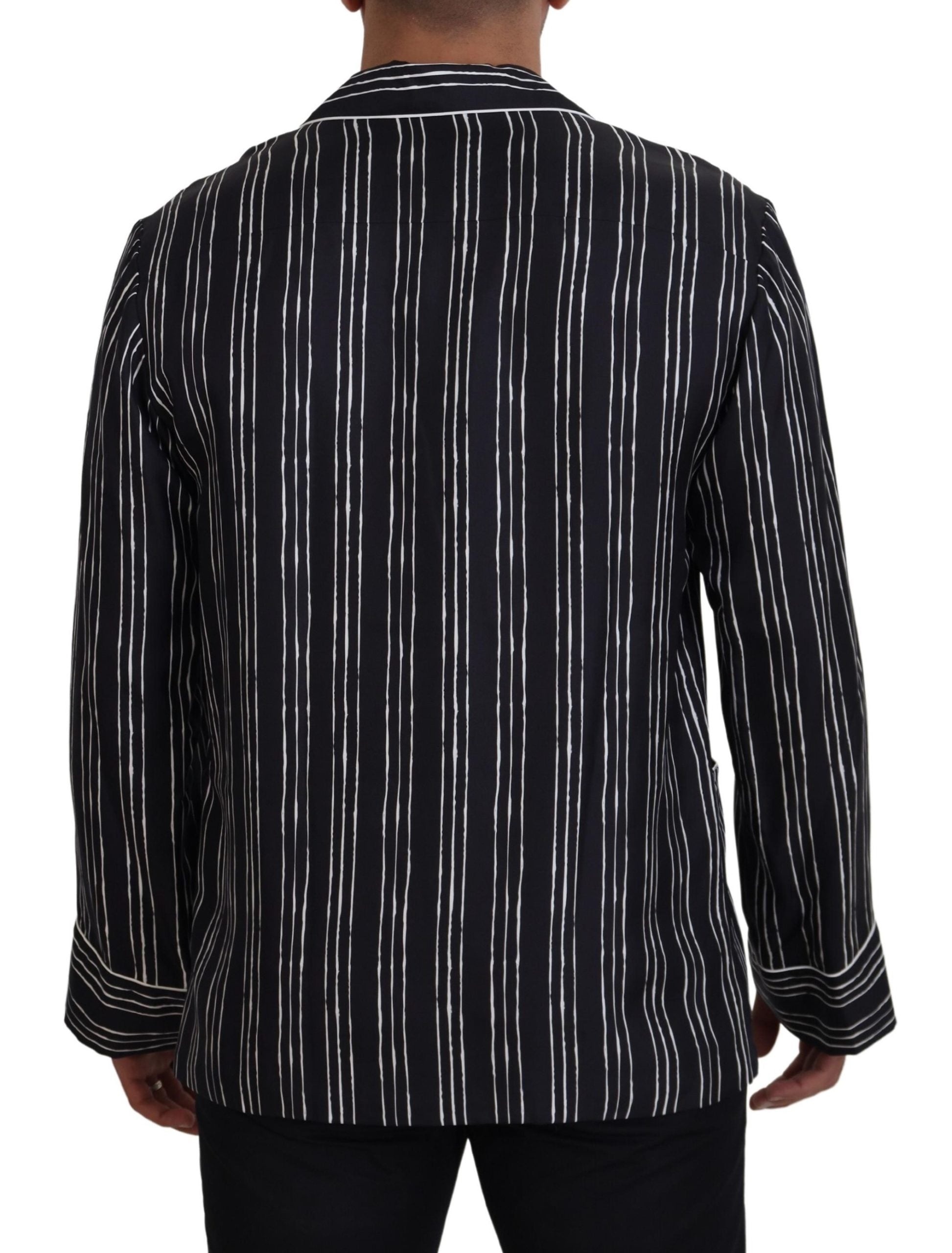 Dolce & Gabbana Blue Striped Silk Pyjama Shirt Jacket