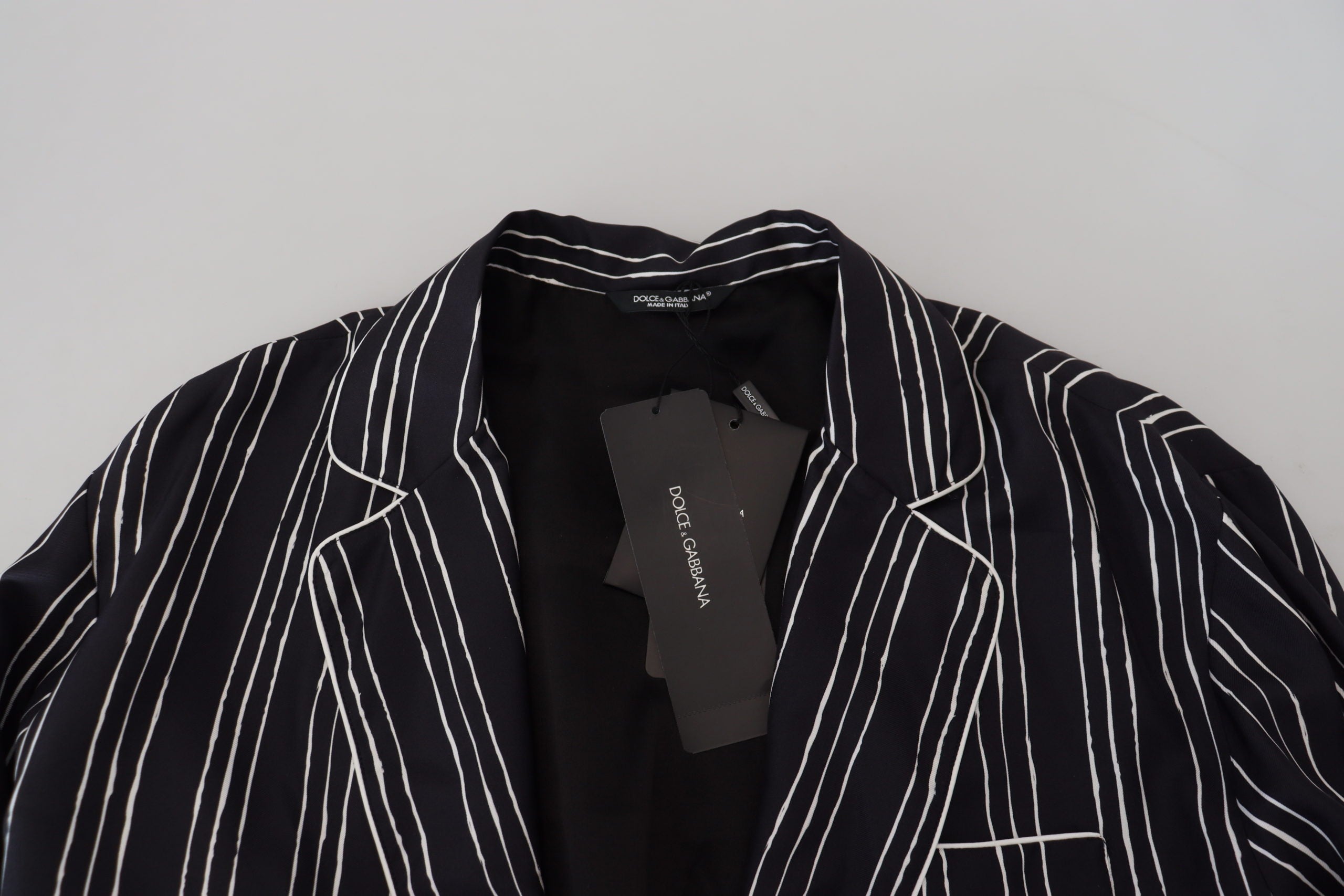 Dolce & Gabbana Blue Striped Silk Pyjama Shirt Jacket