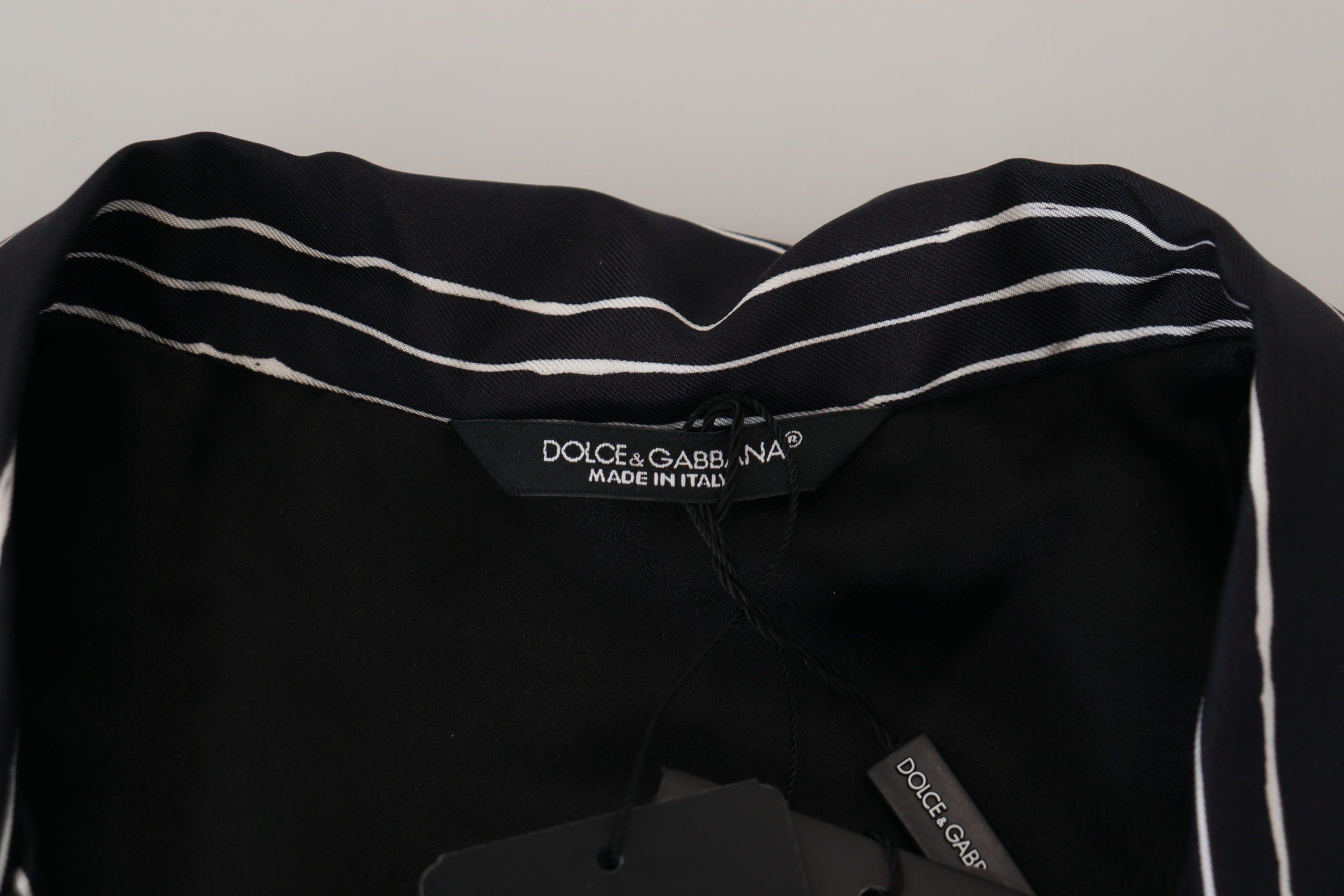 Dolce & Gabbana Blue Striped Silk Pyjama Shirt Jacket