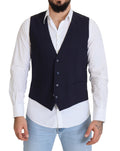 Dolce & Gabbana Dark Blue Stretch Wool Formal Vest