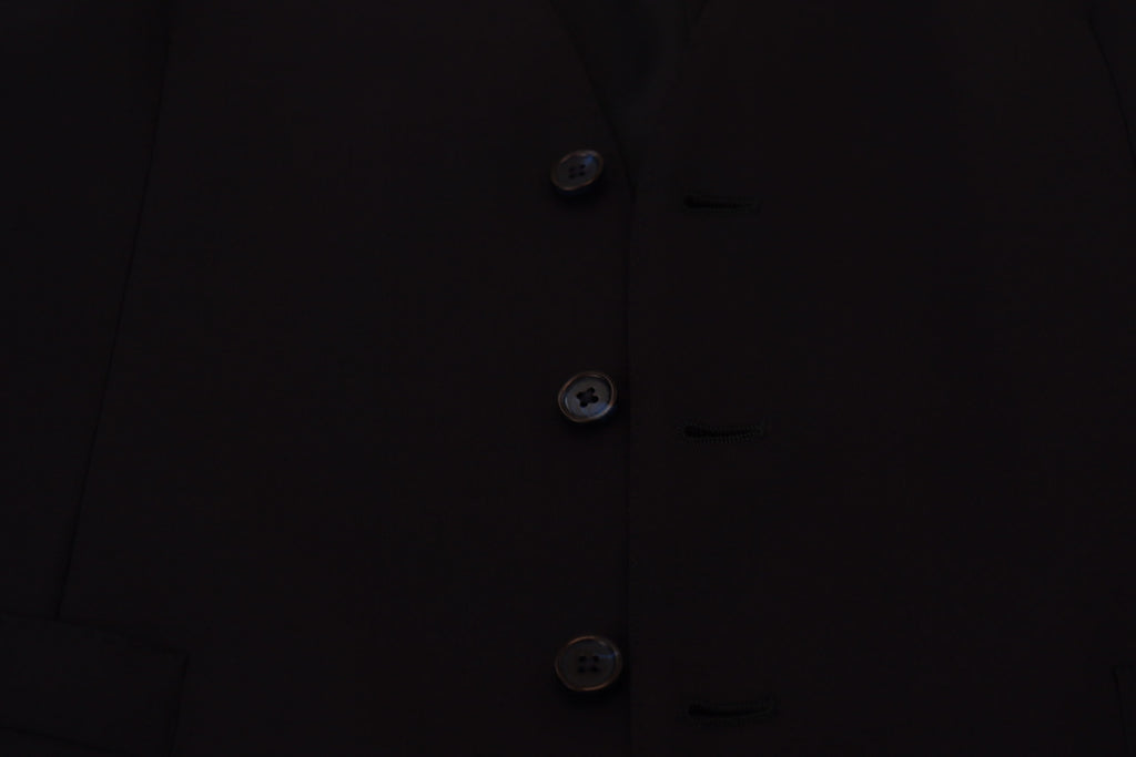 Dolce & Gabbana Dark Blue Stretch Wool Formal Vest