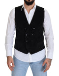 Dolce & Gabbana Schwarze zweireihige Weste aus Baumwolle