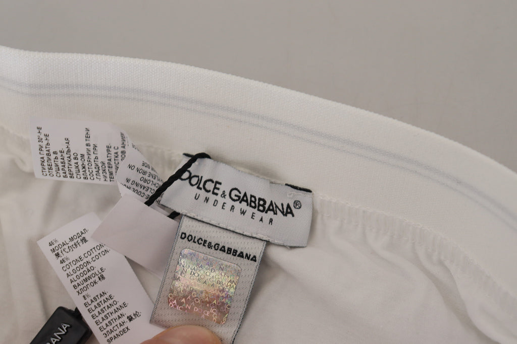 Dolce & Gabbana Weiße Baumwollmischung Regular Boxer Unterwäsche