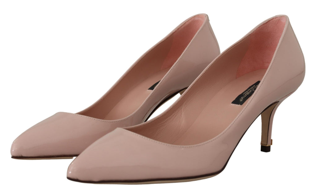 Dolce & Gabbana Pink Patent Leather Kitten Heel Pumps Shoes