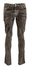 Acht Graue gewaschene Baumwollcordjeans Slim Fit für Männer