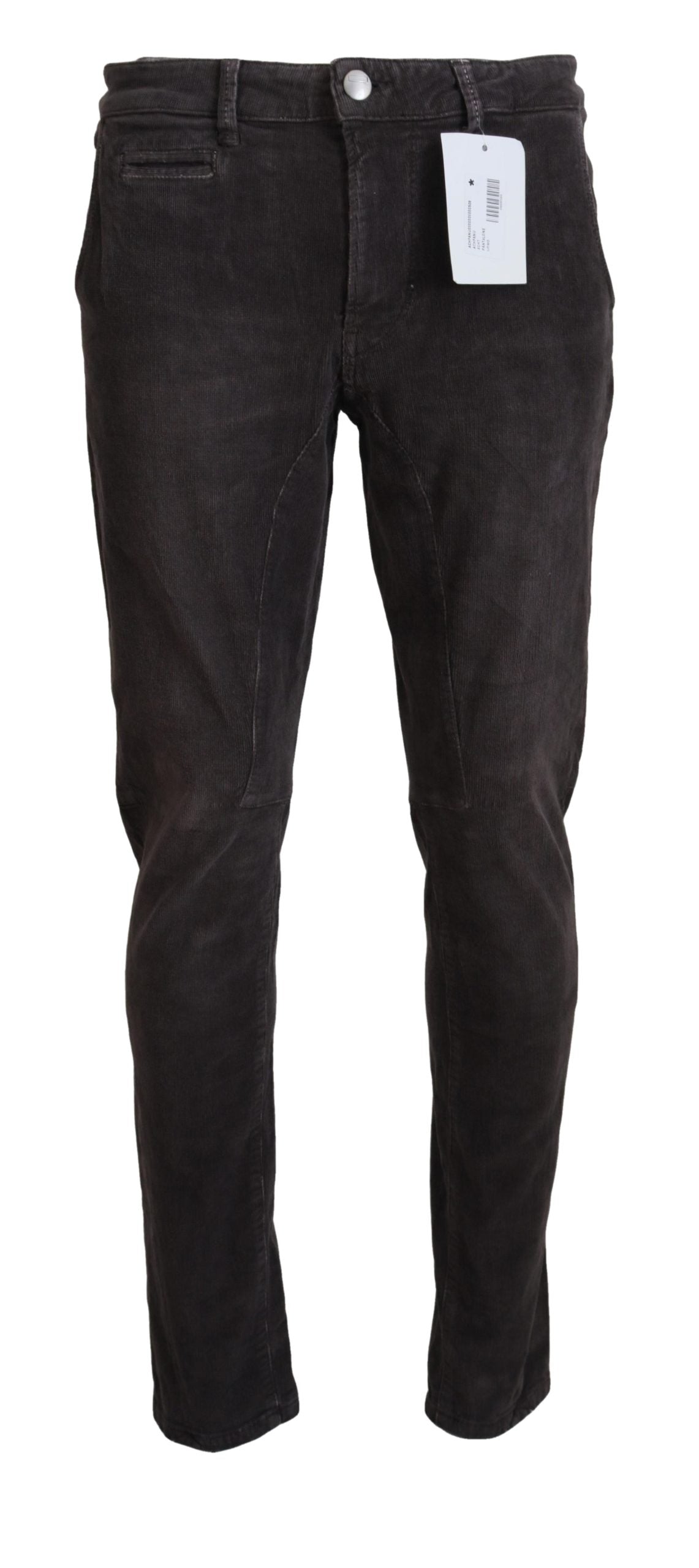 Eight Brown Cotton Straight Fit Men's Casual Trousers
