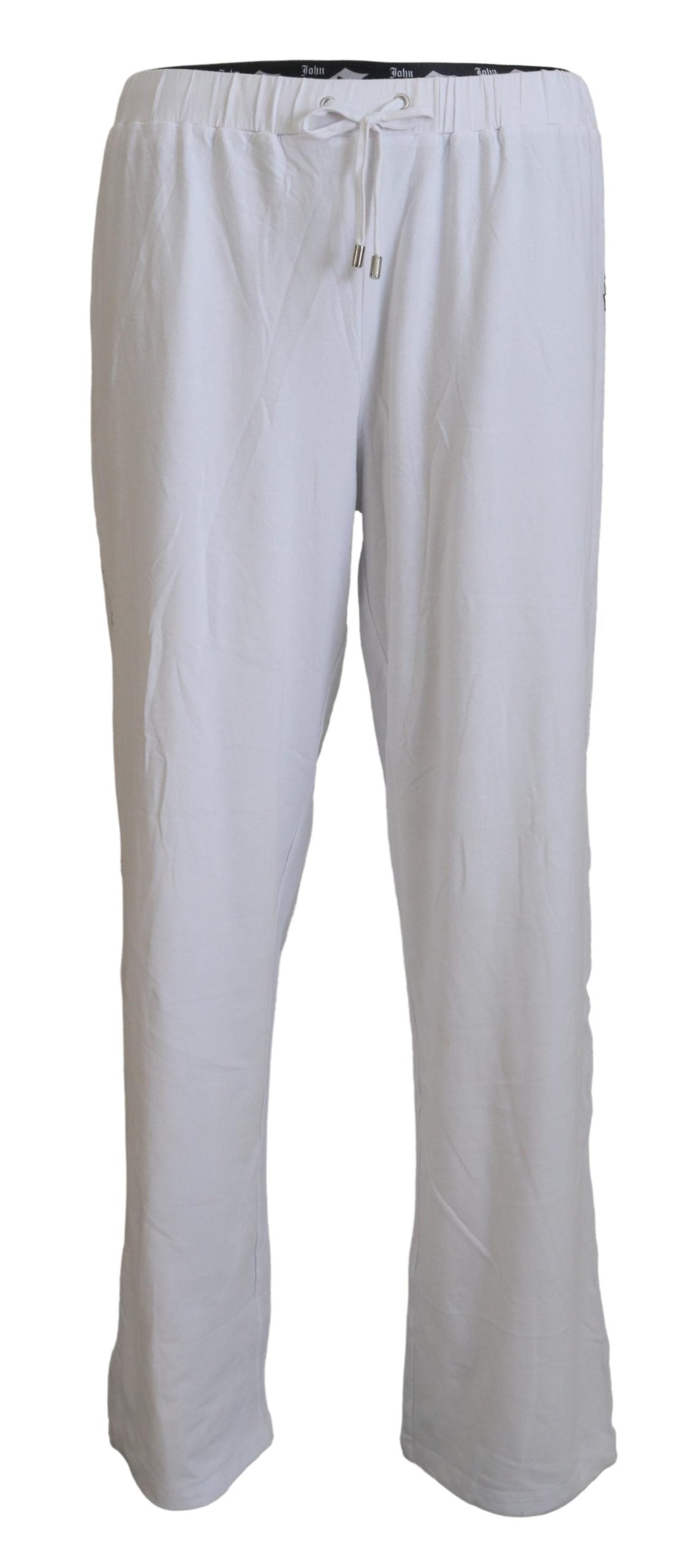 John Galliano Weiße Baumwolle Logo Lose Männer Hose