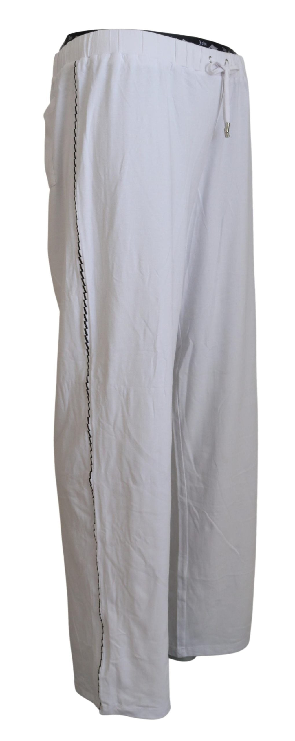 John Galliano Weiße Baumwolle Logo Lose Männer Hose