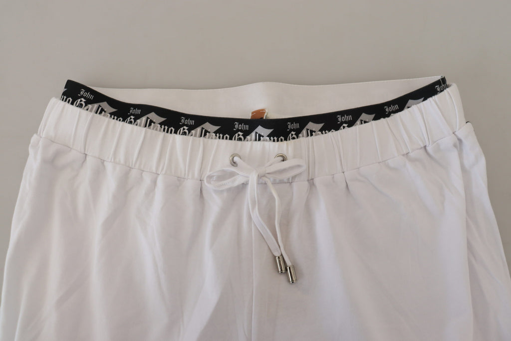 John Galliano Weiße Baumwolle Logo Lose Männer Hose