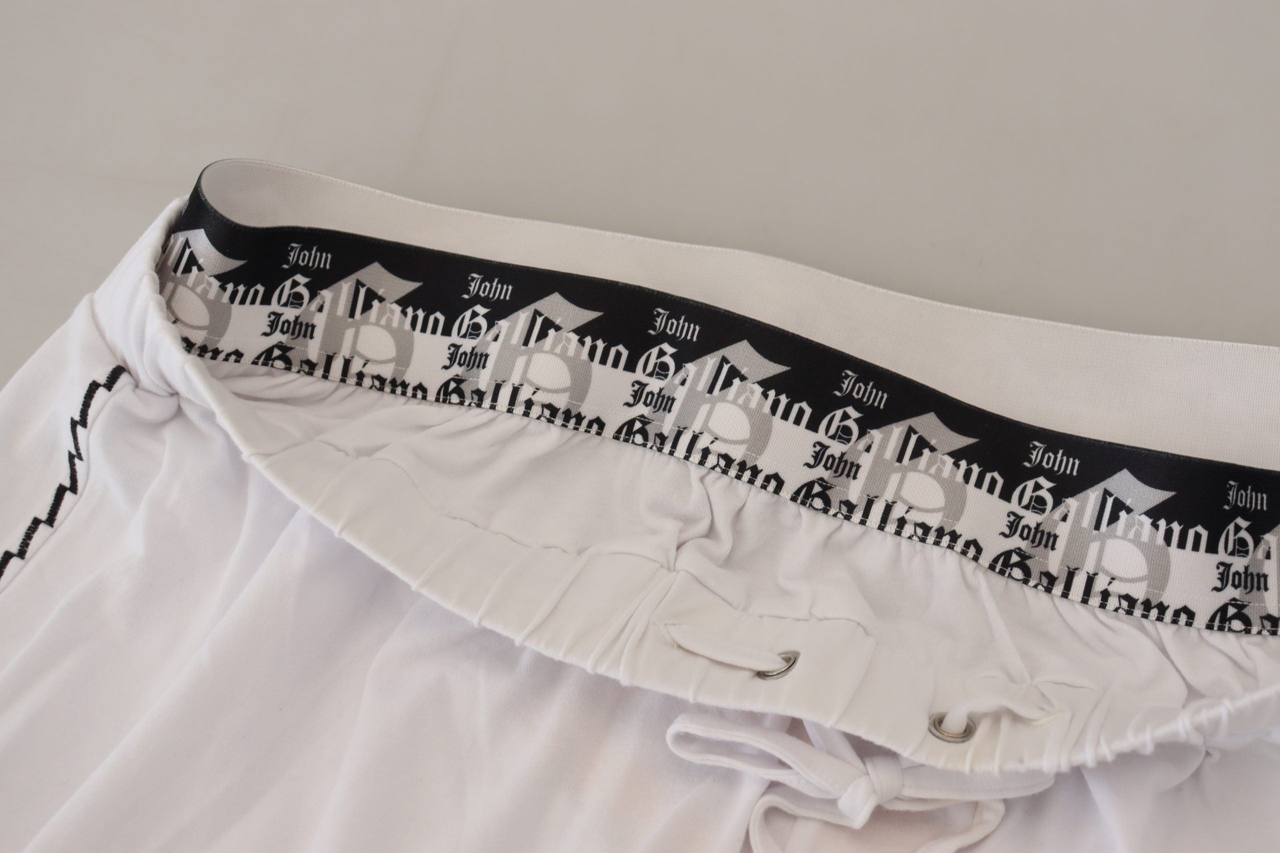 John Galliano Weiße Baumwolle Logo Lose Männer Hose