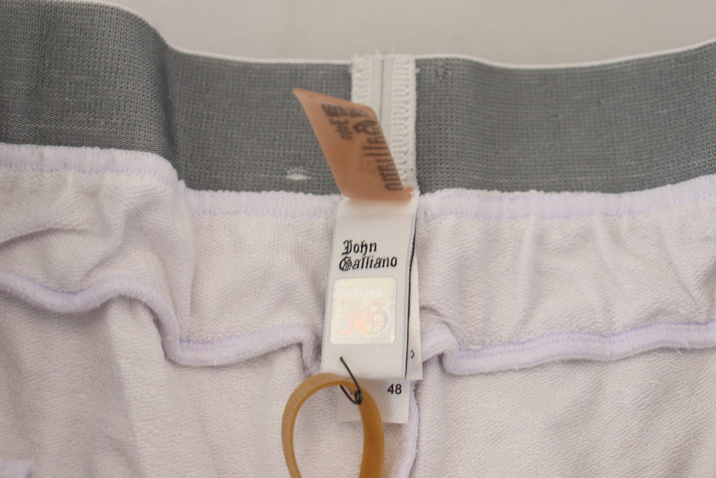 John Galliano Weiße Baumwoll-Logo-Herren-Jogger-Hose
