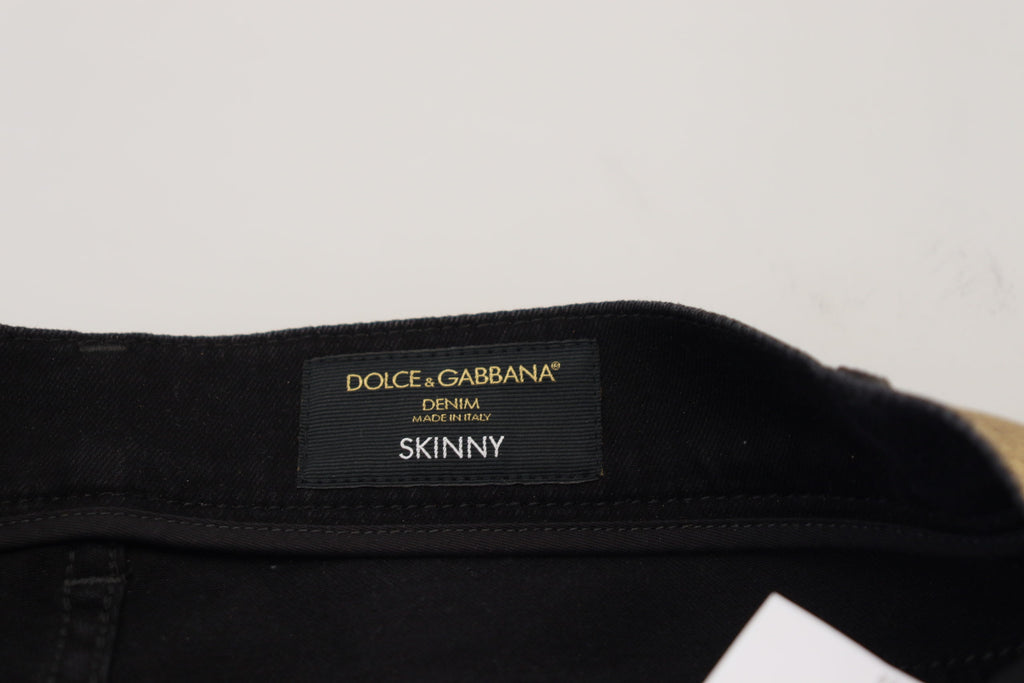 Dolce & Gabbana Gold Baumwolle zerfleddert Skinny Männer Denim Jeans