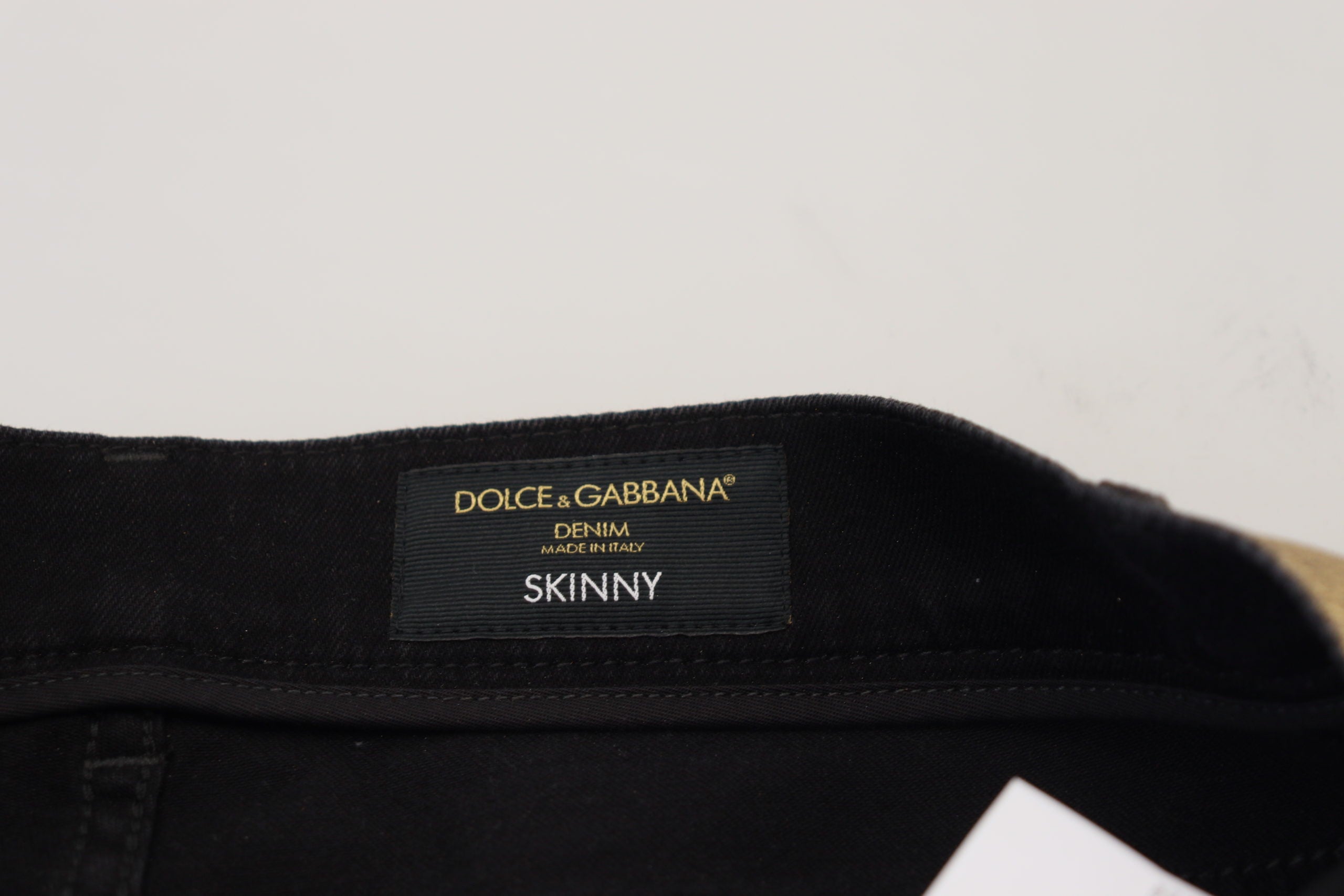 Dolce & Gabbana Gold Baumwolle zerfleddert Skinny Männer Denim Jeans