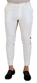 Dolce & Gabbana White-Brown Slim Fit Chino Pants