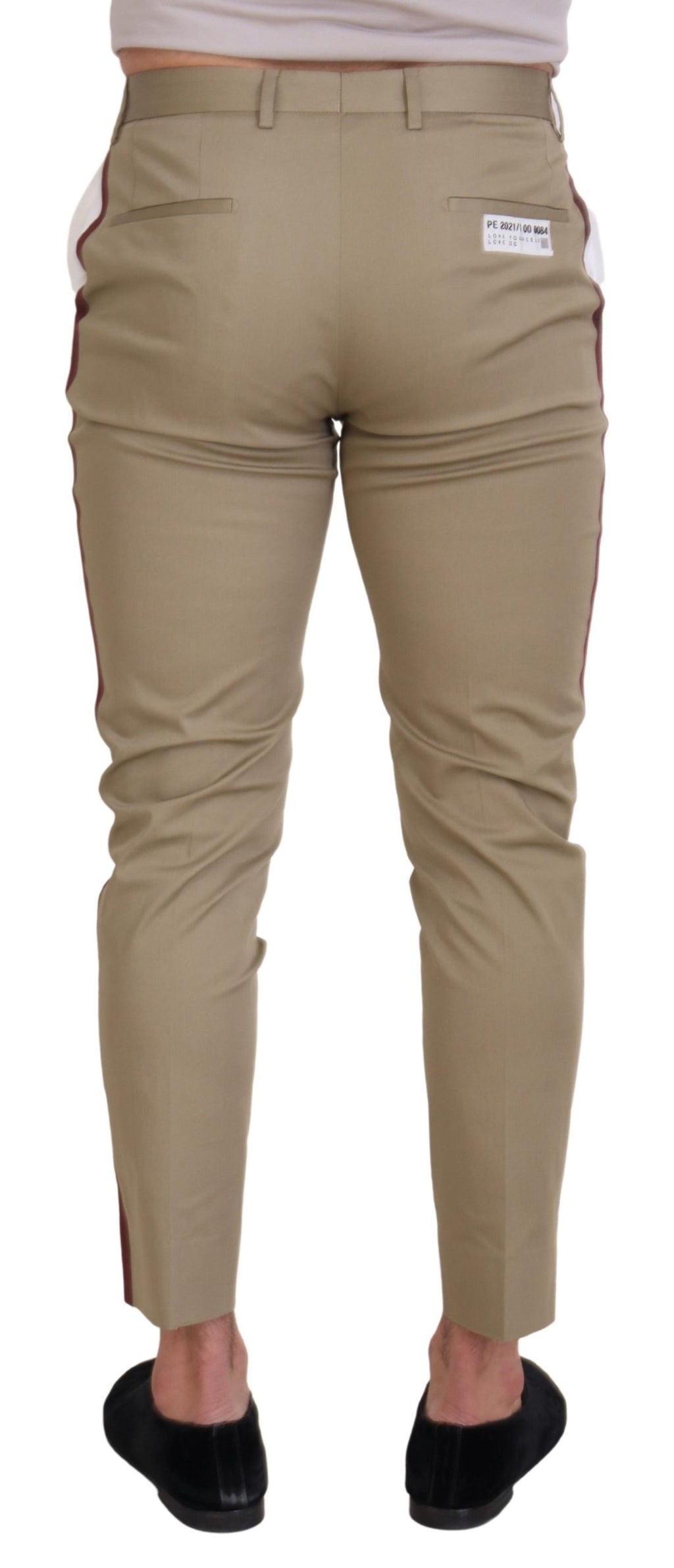 Dolce & Gabbana White-Brown Slim Fit Chino Pants
