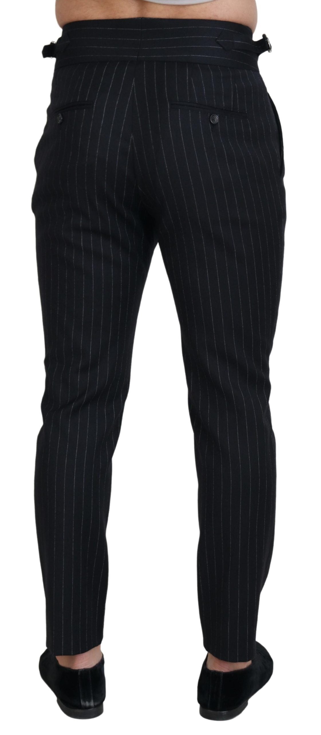Dolce & Gabbana Striped Black Wool Chino Trousers