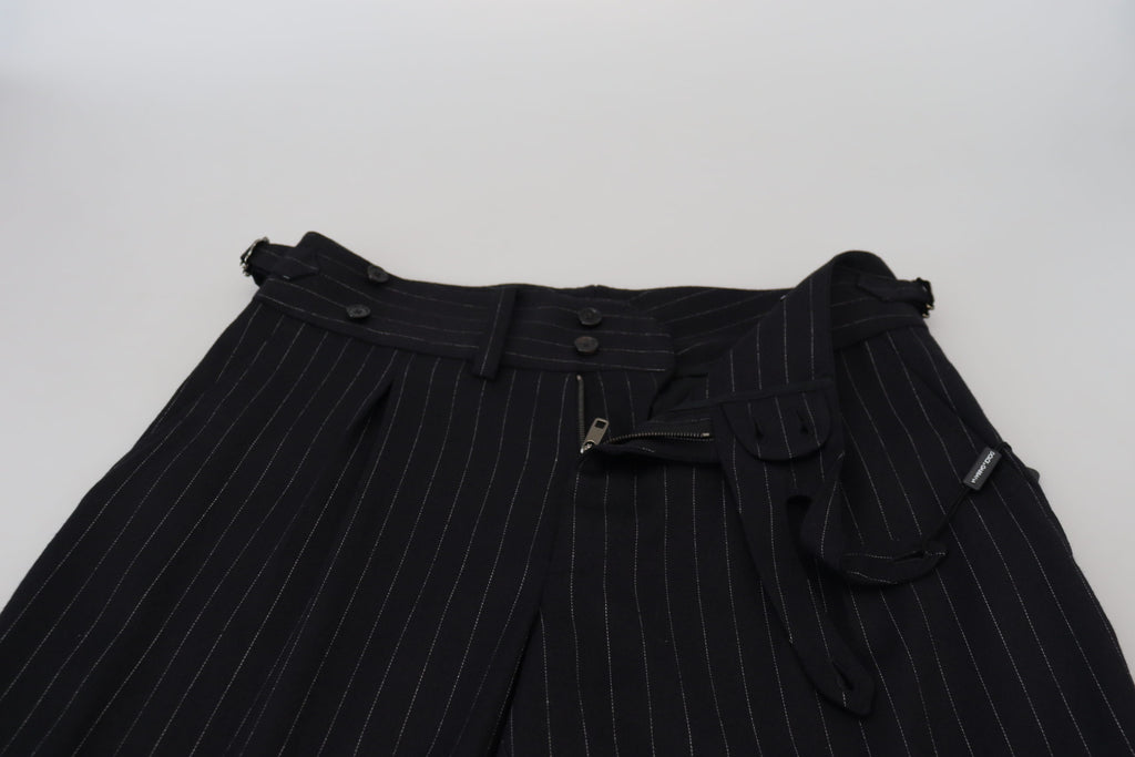 Dolce & Gabbana Striped Black Wool Chino Trousers