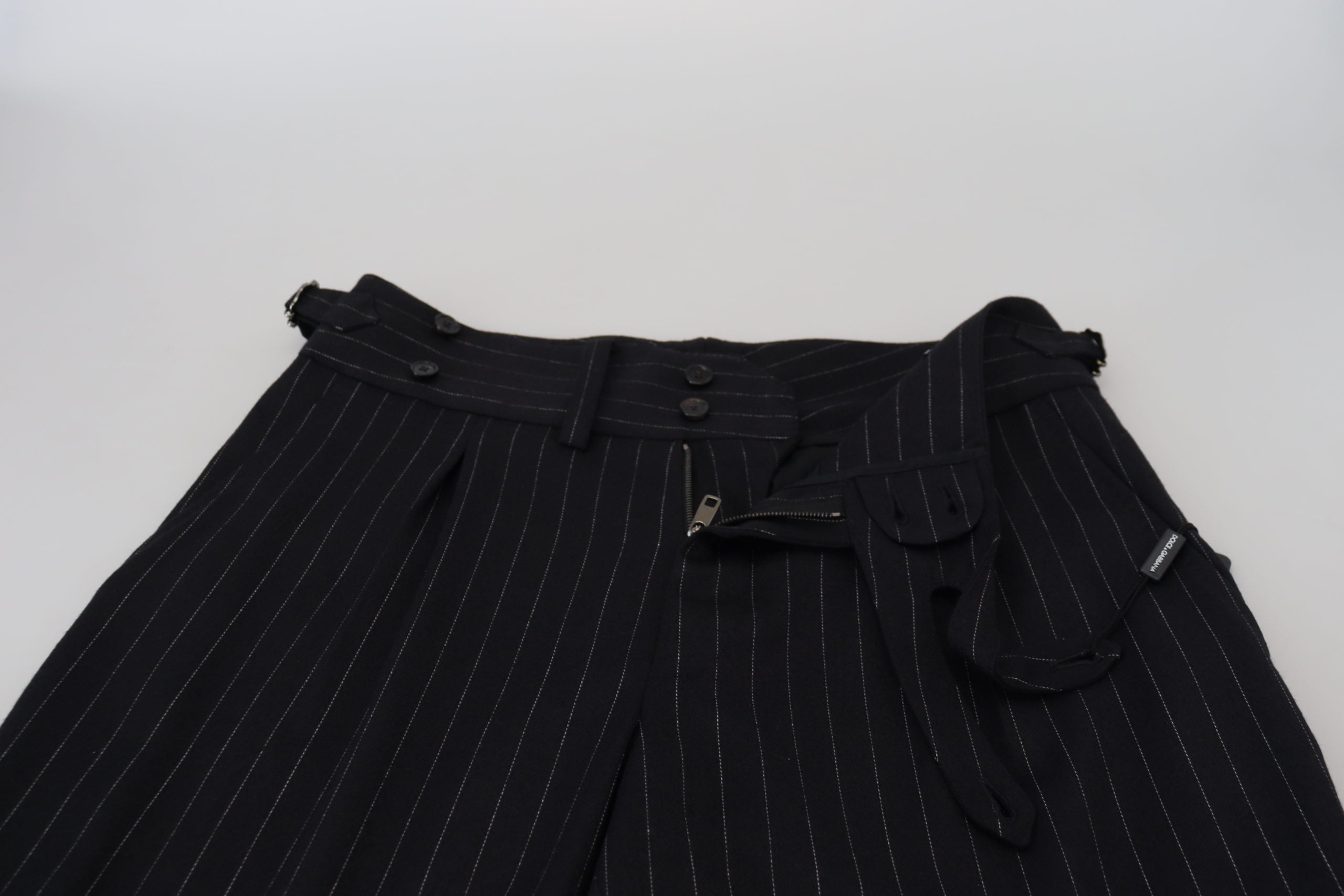 Dolce & Gabbana Striped Black Wool Chino Trousers