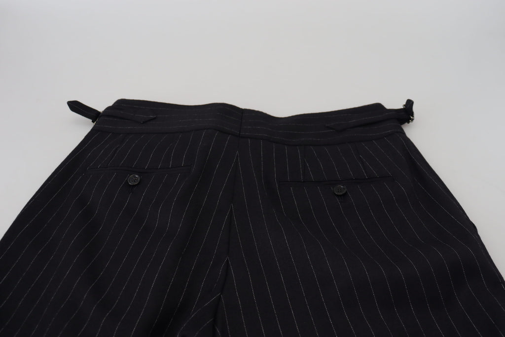 Dolce & Gabbana Striped Black Wool Chino Trousers