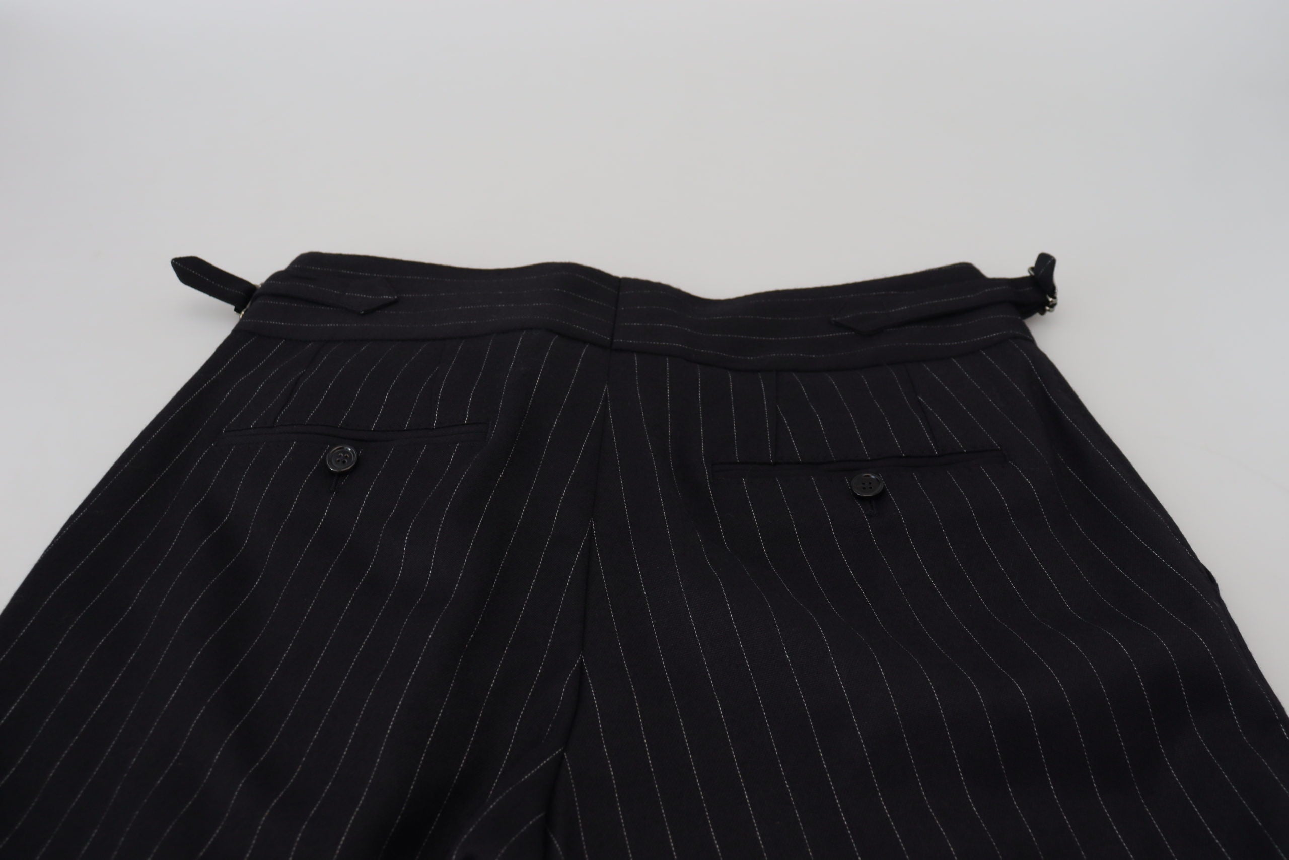 Dolce & Gabbana Striped Black Wool Chino Trousers