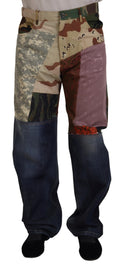 Dolce & Gabbana Multicolor Silk Patchwork Men's Denim Jeans