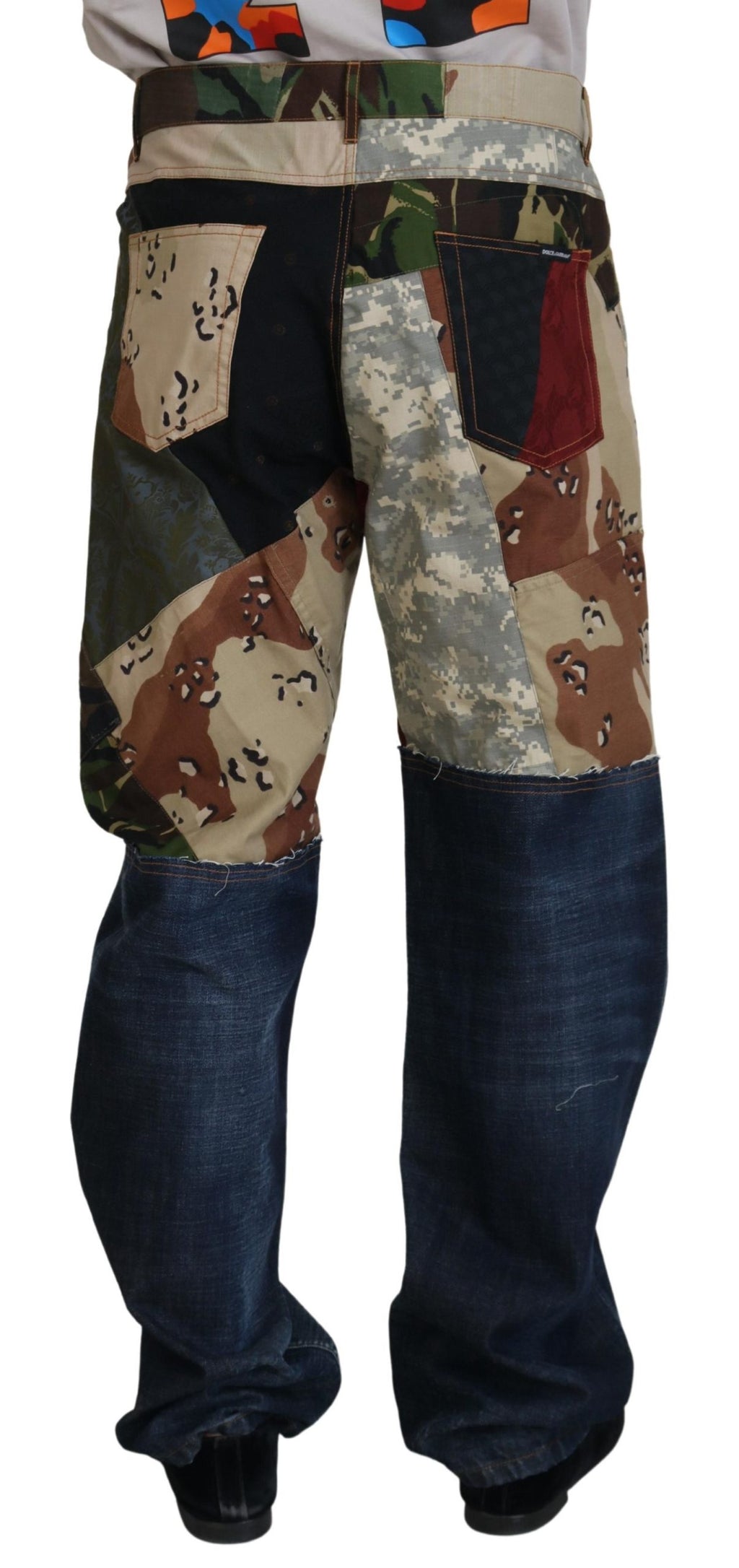 Dolce & Gabbana Multicolor Silk Patchwork Men's Denim Jeans