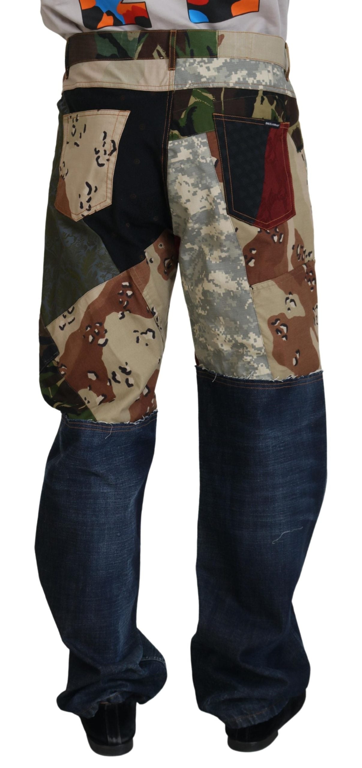 Dolce & Gabbana Multicolor Silk Patchwork Men's Denim Jeans