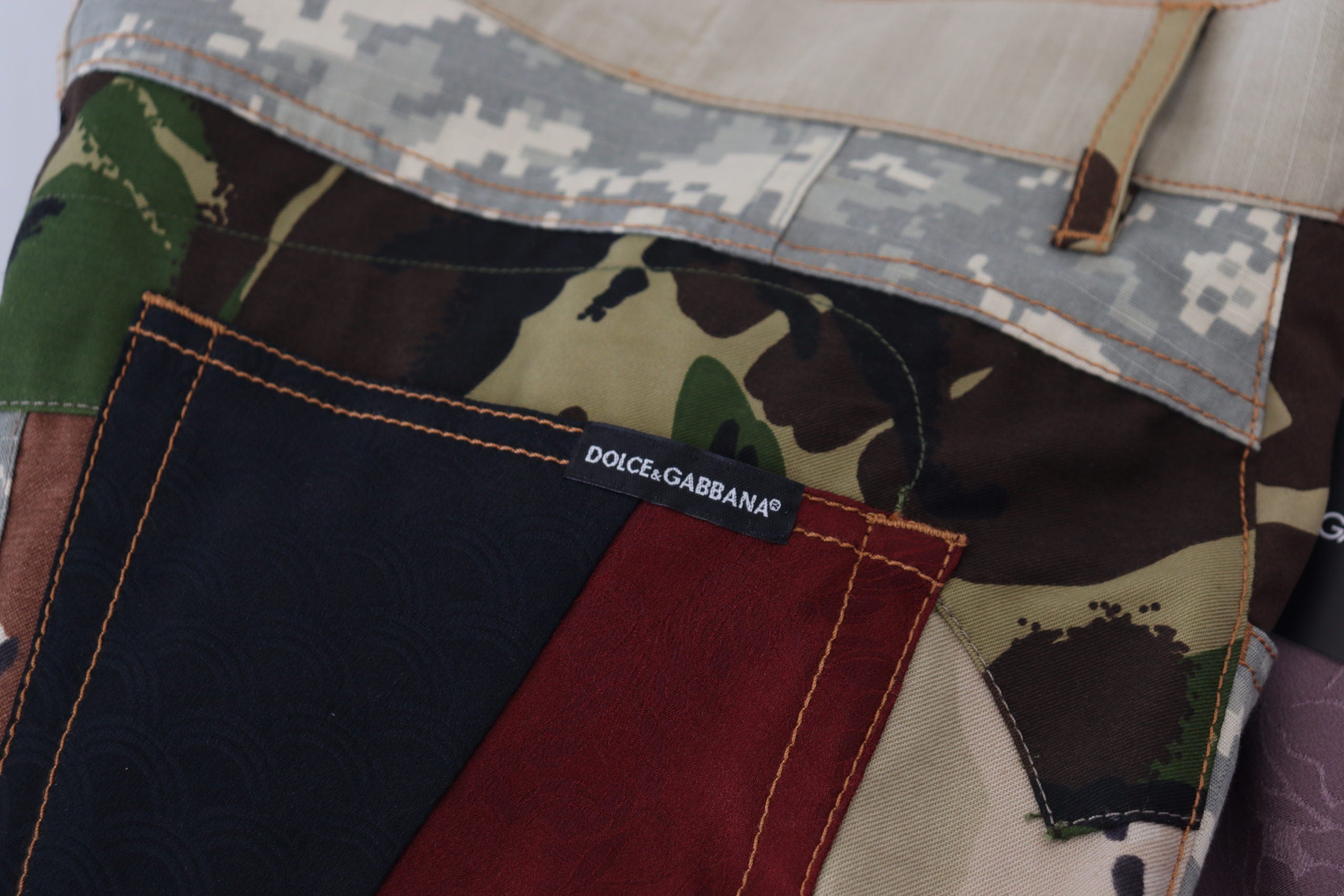 Dolce & Gabbana Multicolor Silk Patchwork Men's Denim Jeans
