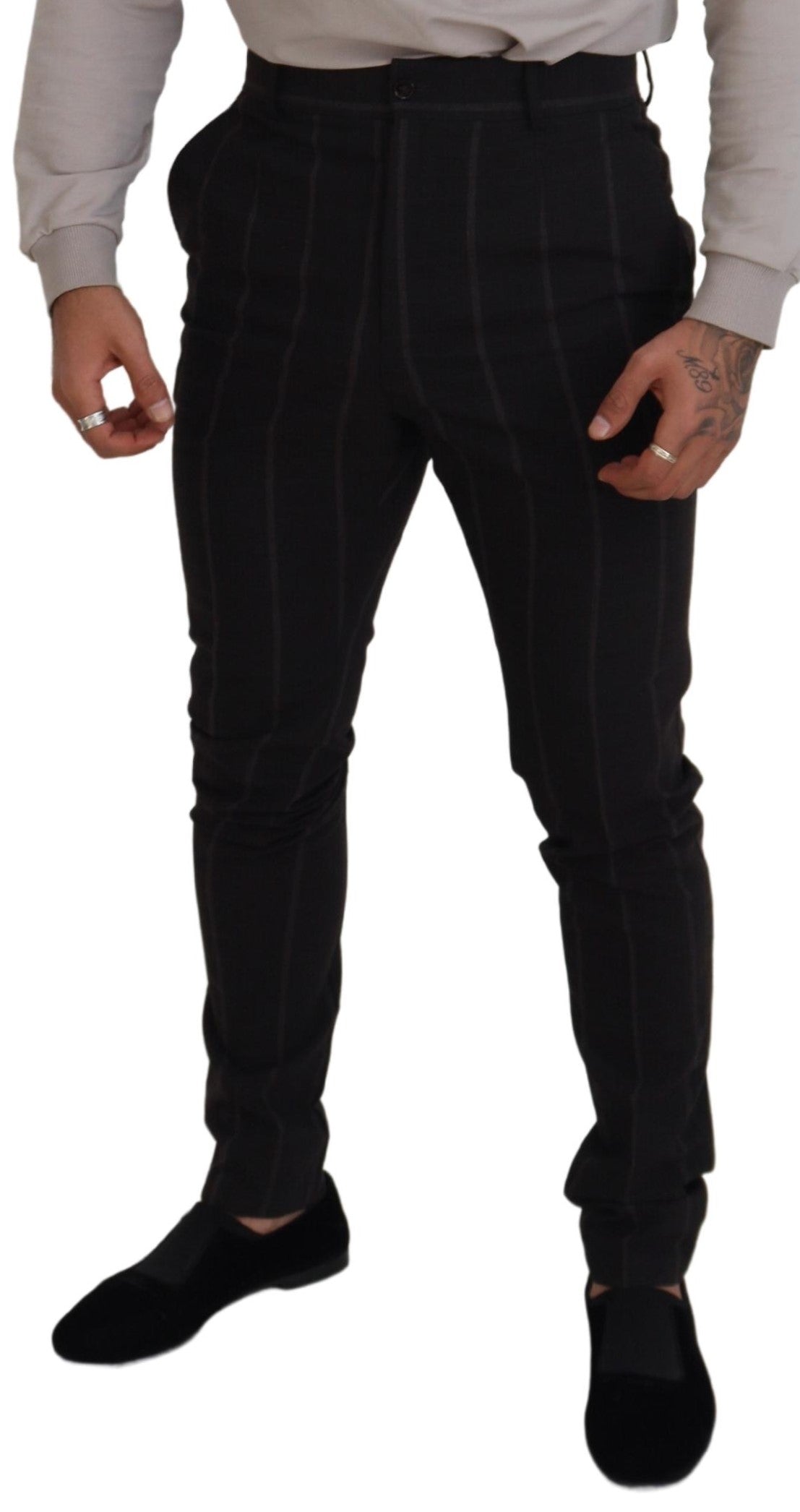 Dolce & Gabbana Schwarz Wolle Chino Formal Männer Hosen