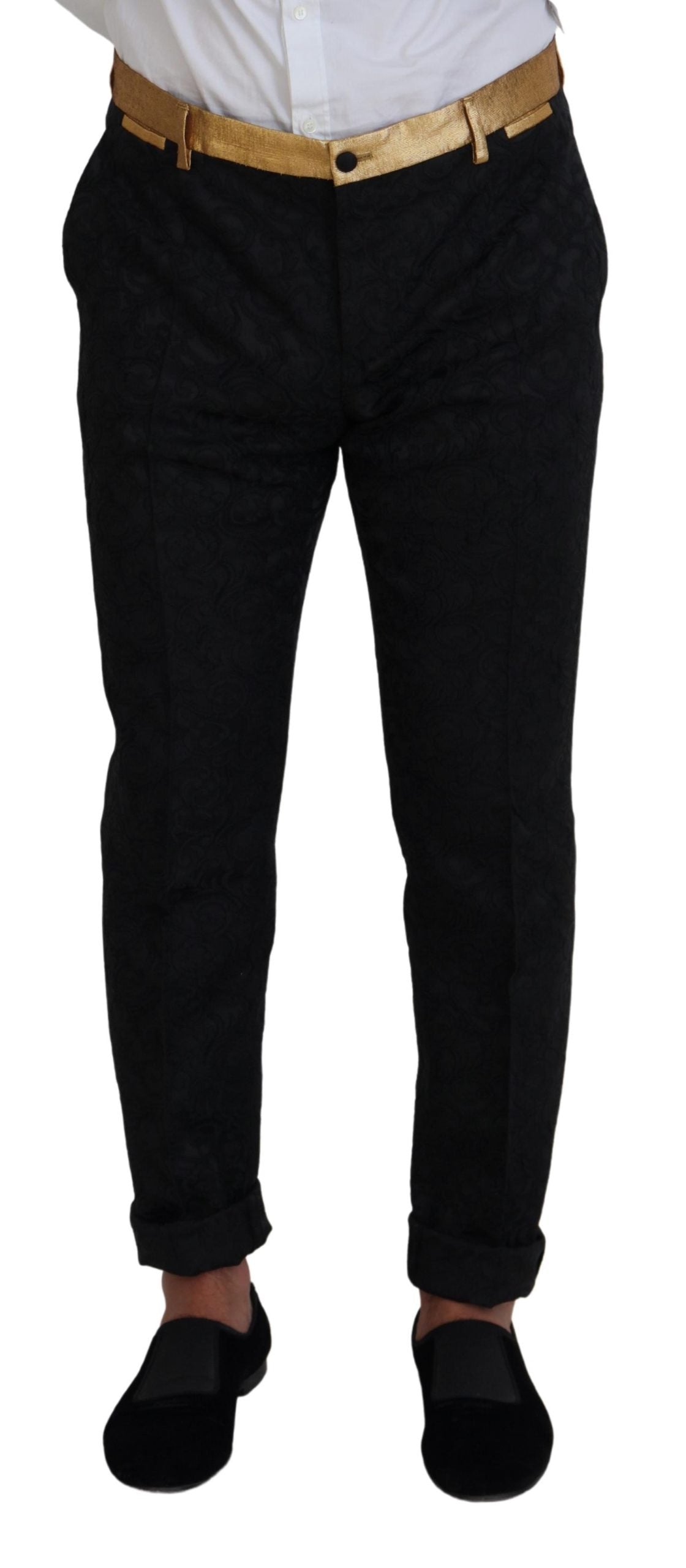 Dolce & Gabbana Schwarz Gold Fantasy Smoking Slim Fit Anzug