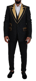 Dolce & Gabbana Schwarz Gold Fantasy Smoking Slim Fit Anzug