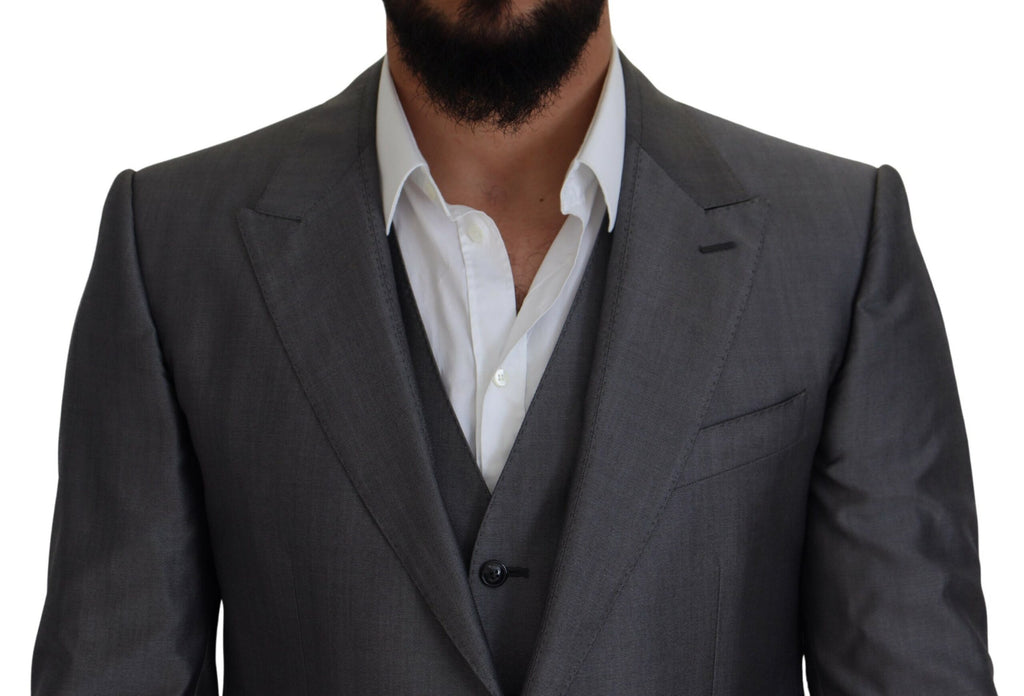 Dolce & Gabbana Grey SICILIA 3-Piece Slim Fit Suit