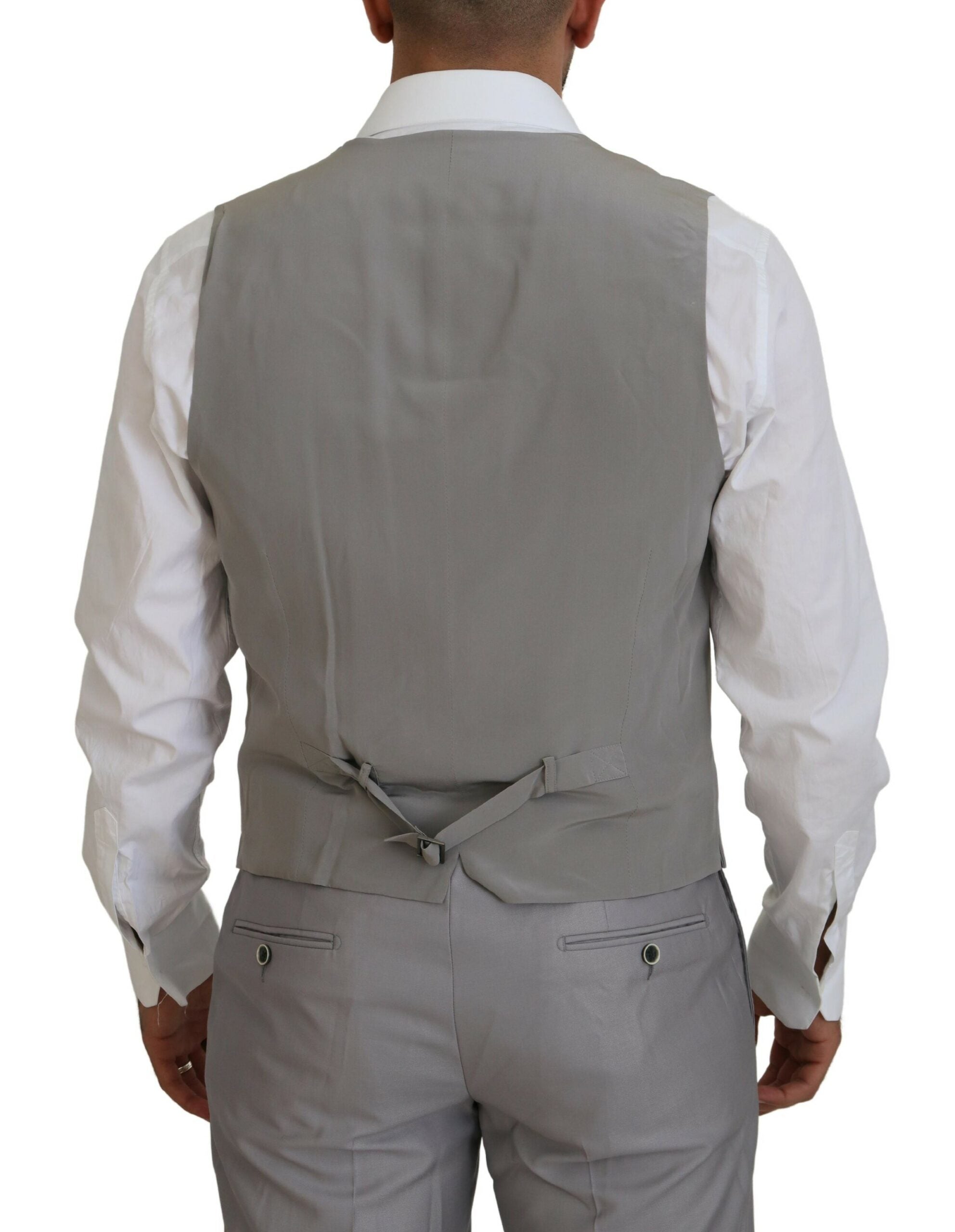 Dolce & Gabbana Silver Wool-Silk 3-Piece Slim Fit Suit