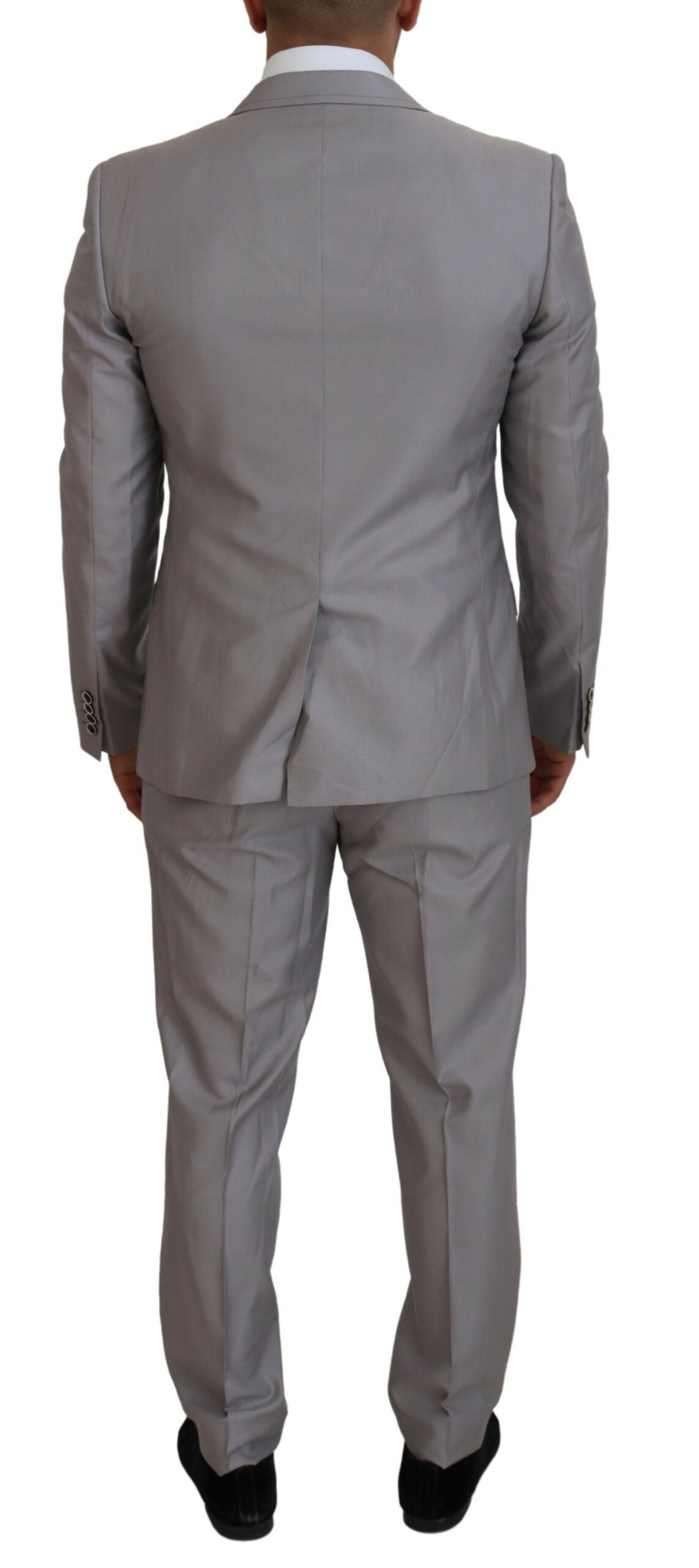 Dolce & Gabbana Silver Wool-Silk 3-Piece Slim Fit Suit