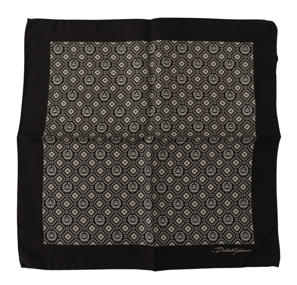 Dolce & Gabbana Black Patterned DG Logo Square Pocket Scarf