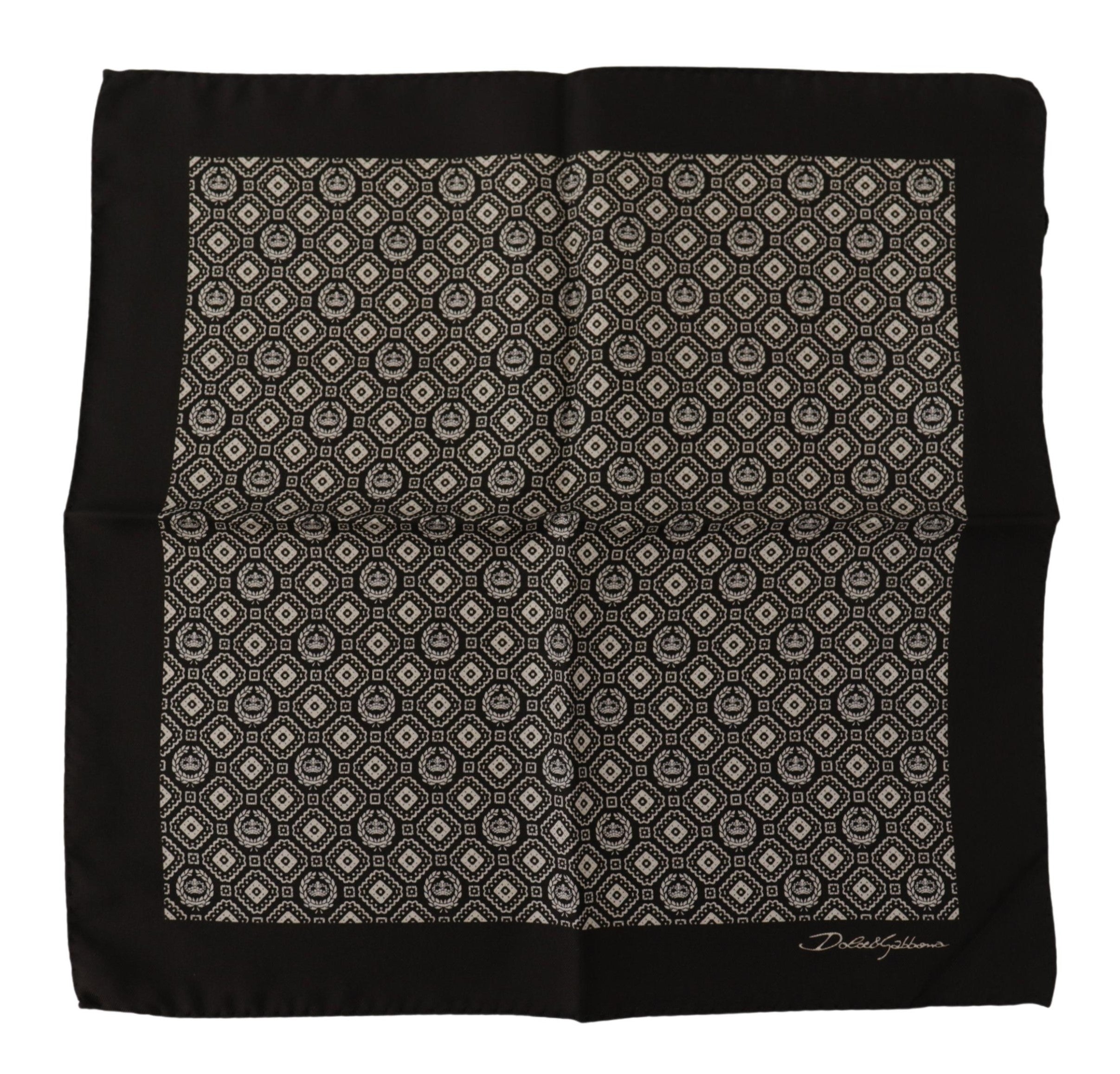 Dolce & Gabbana Black Patterned DG Logo Square Pocket Scarf