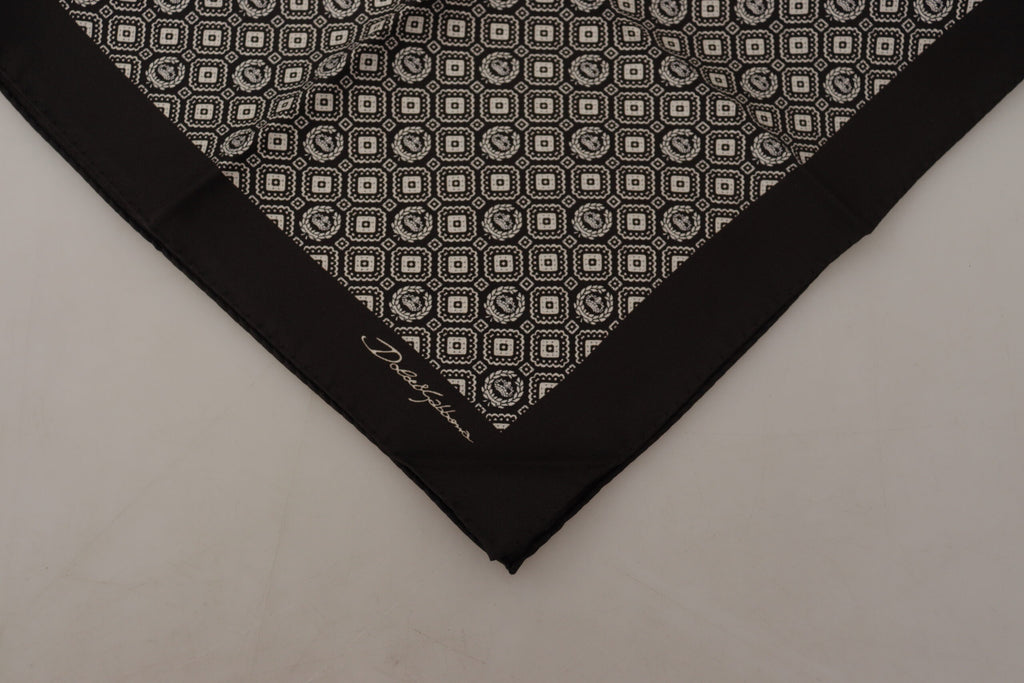 Dolce & Gabbana Black Patterned DG Logo Square Pocket Scarf