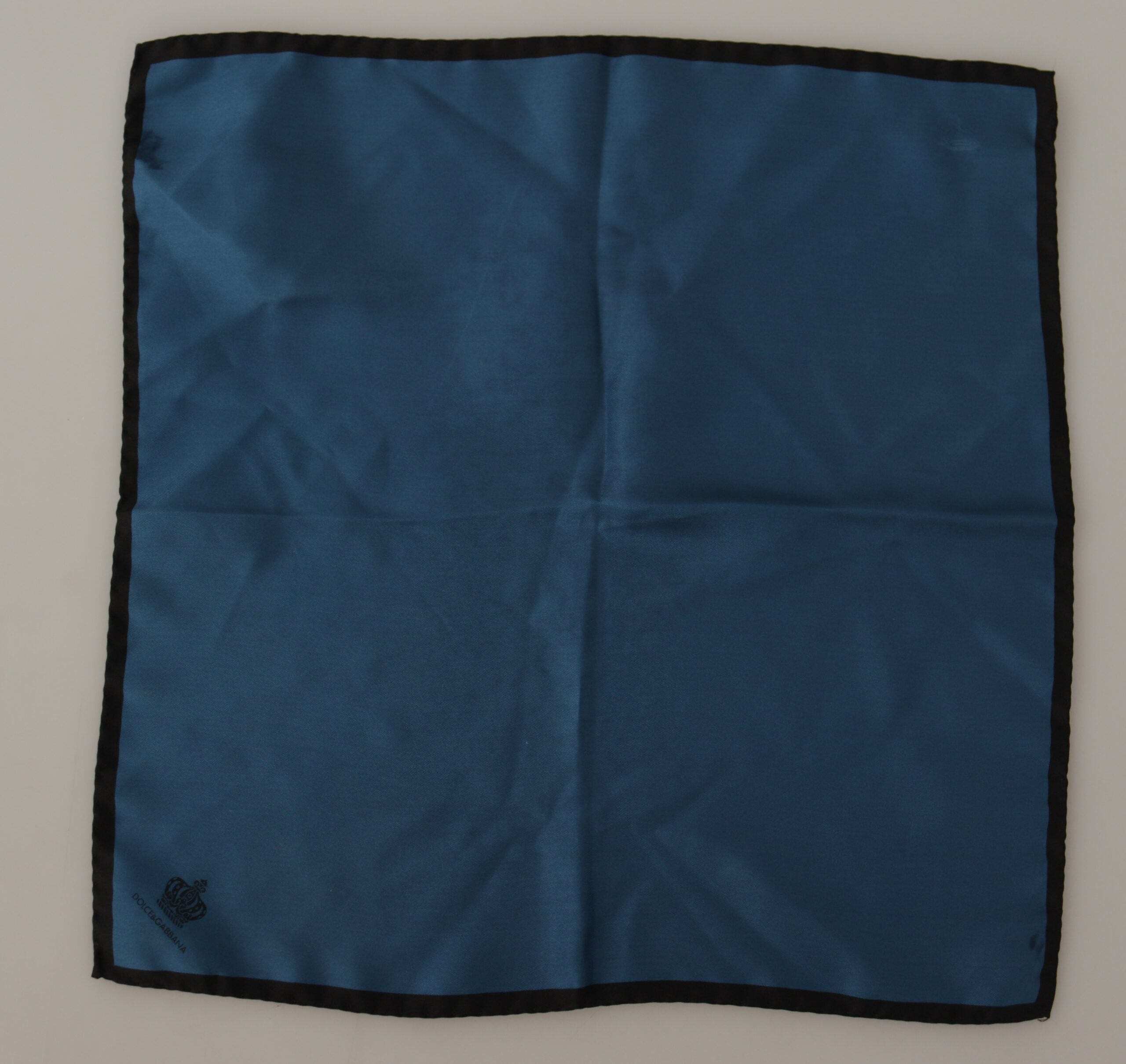 Dolce & Gabbana Schwarz Blau DG Crown Bedrucktes Quadratisches Taschentuch Schal