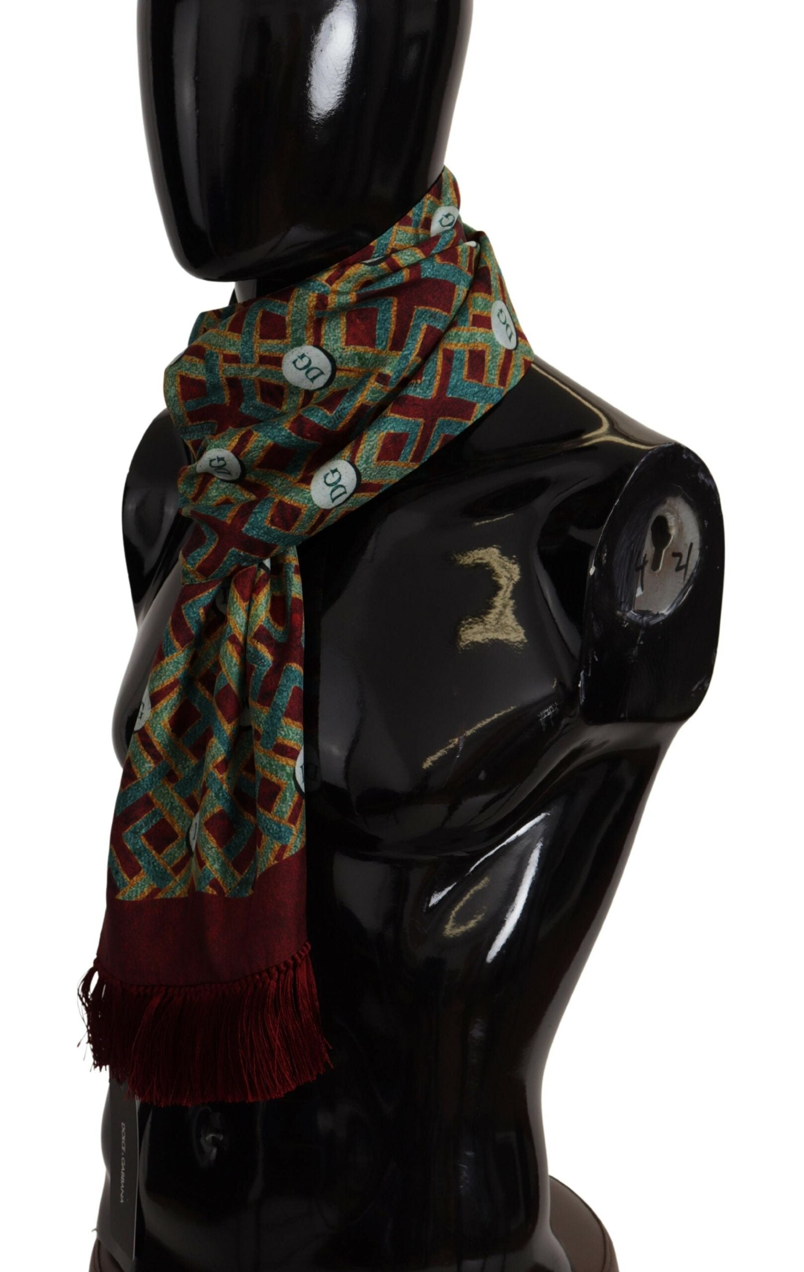Dolce & Gabbana Multicolor DG Logo Scarf Warm Neck Wrap Fringe Scarf