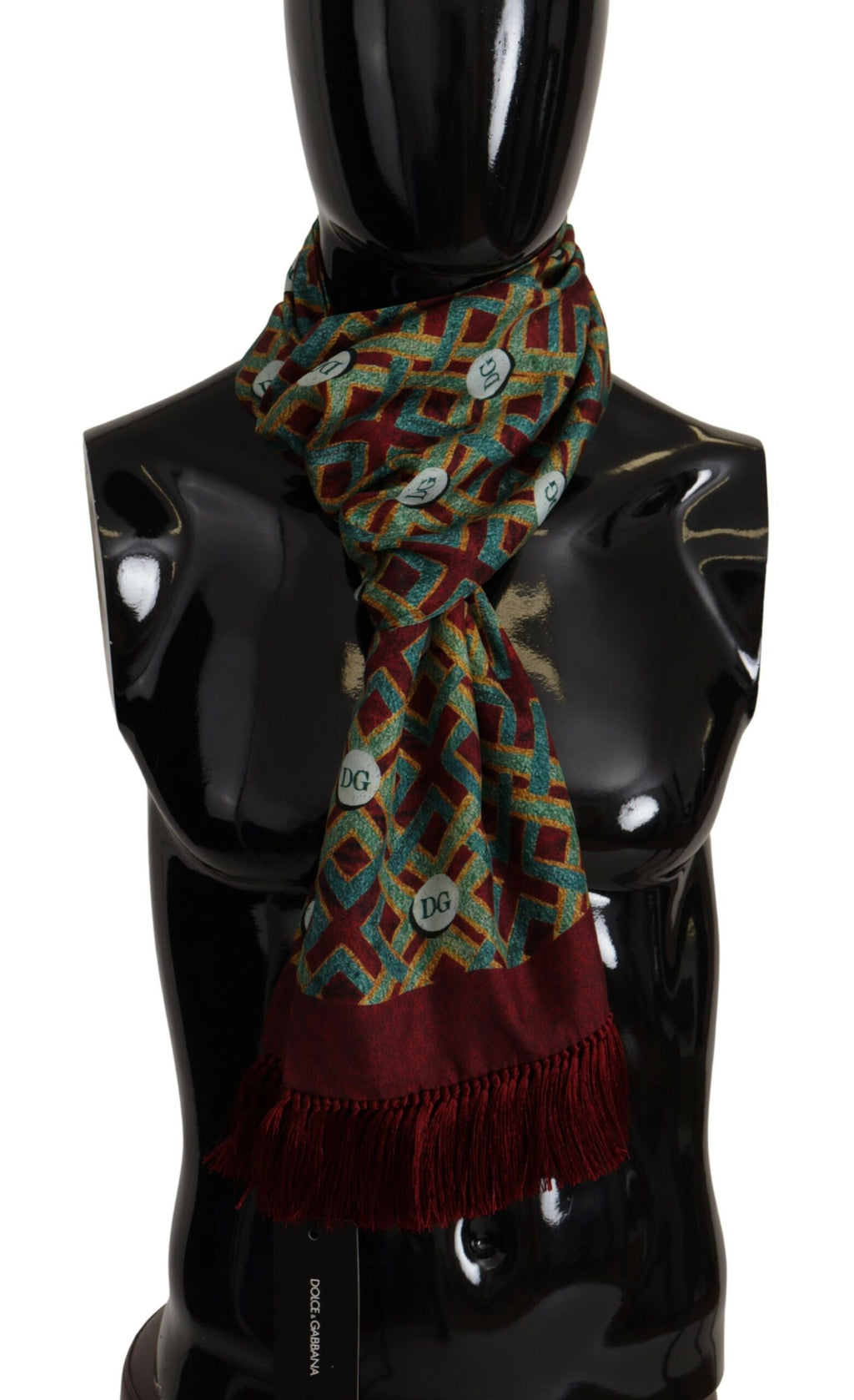 Dolce & Gabbana Multicolor DG Logo Scarf Warm Neck Wrap Fringe Scarf