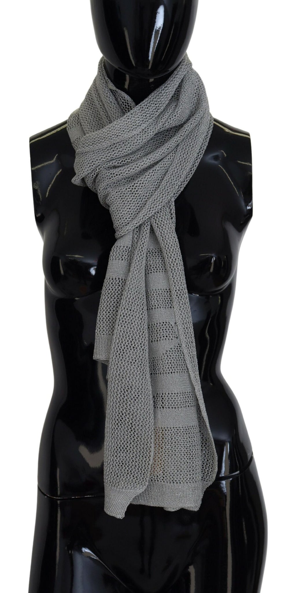 John Galliano Grey Logo Knit Neck Scarf