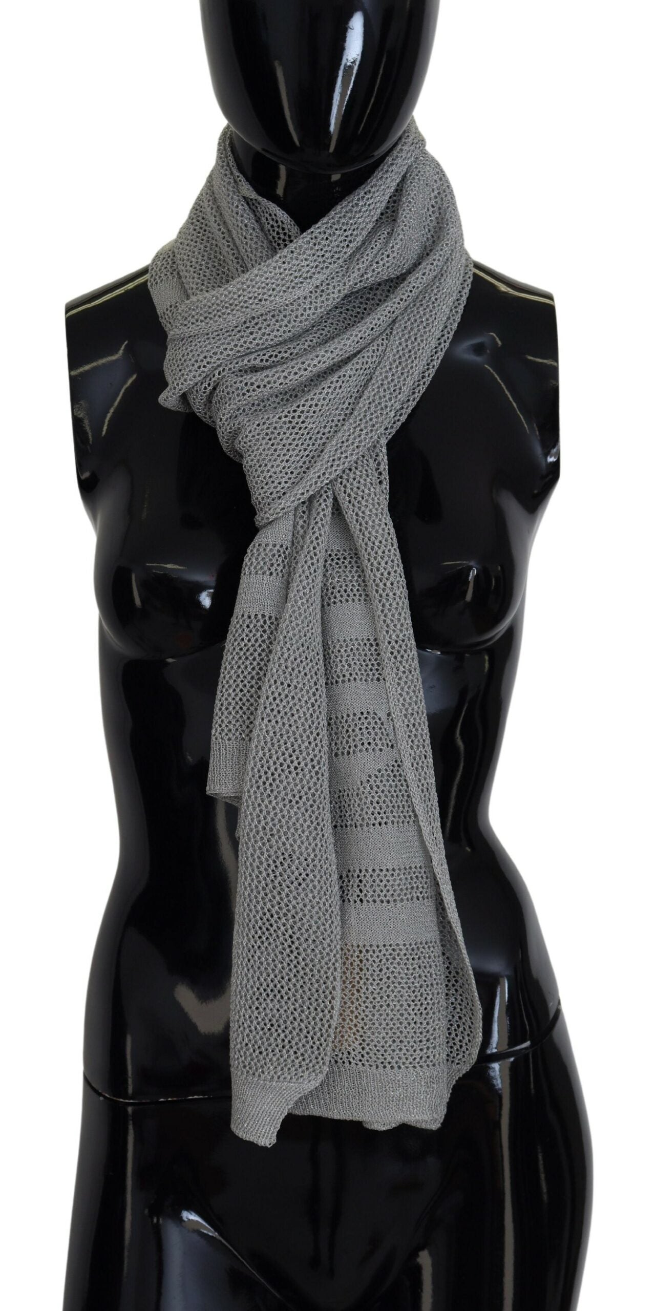 John Galliano Grey Logo Knit Neck Scarf