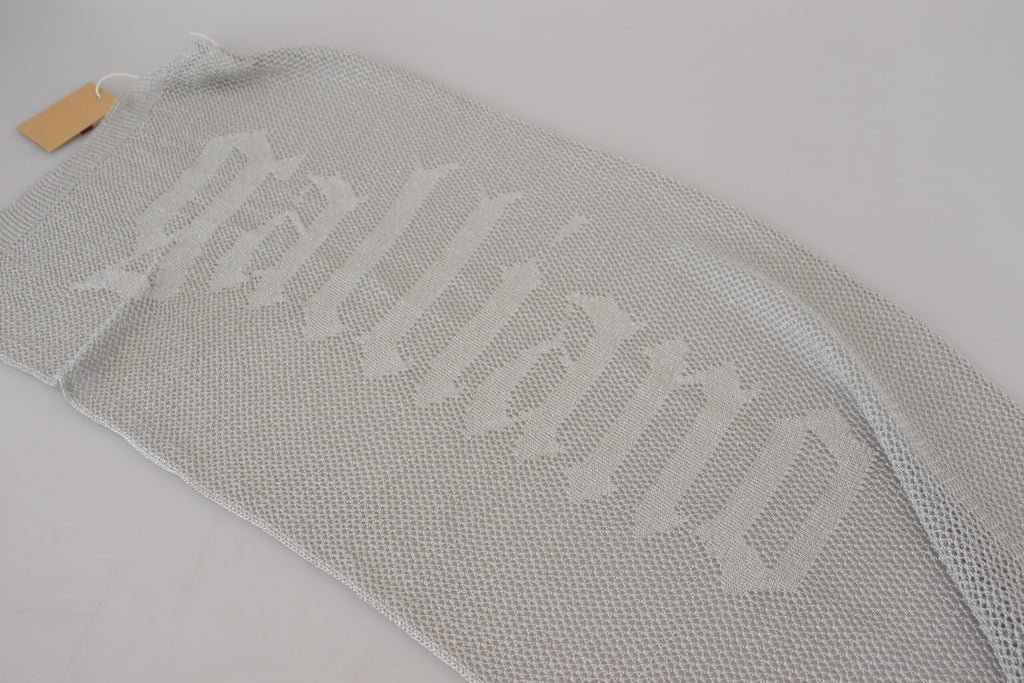 John Galliano Grey Logo Knit Neck Scarf