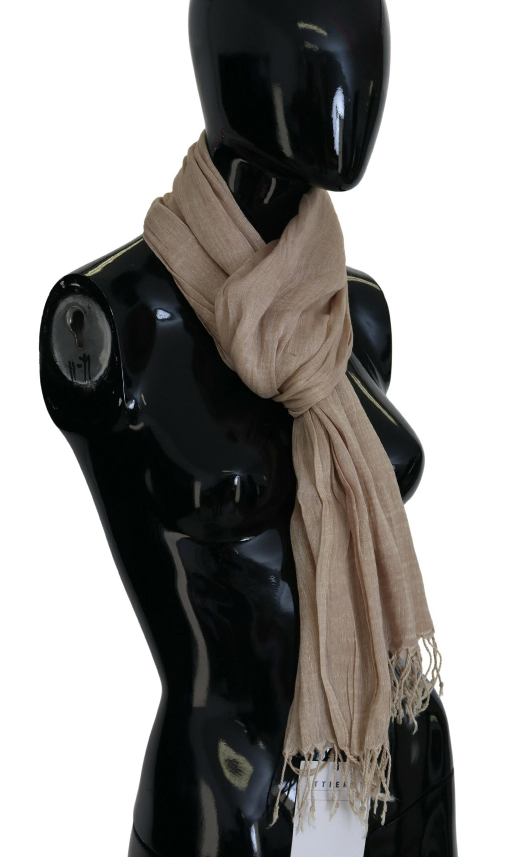 Costume National Beige Cotton Scarf Foulard Fringe Scarf