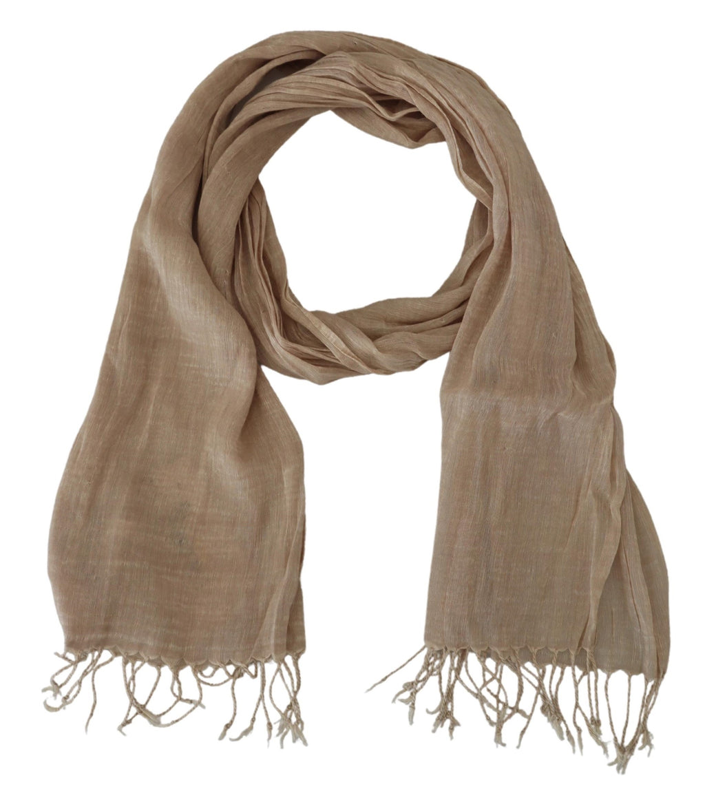 Costume National Beige Cotton Scarf Foulard Fringe Scarf