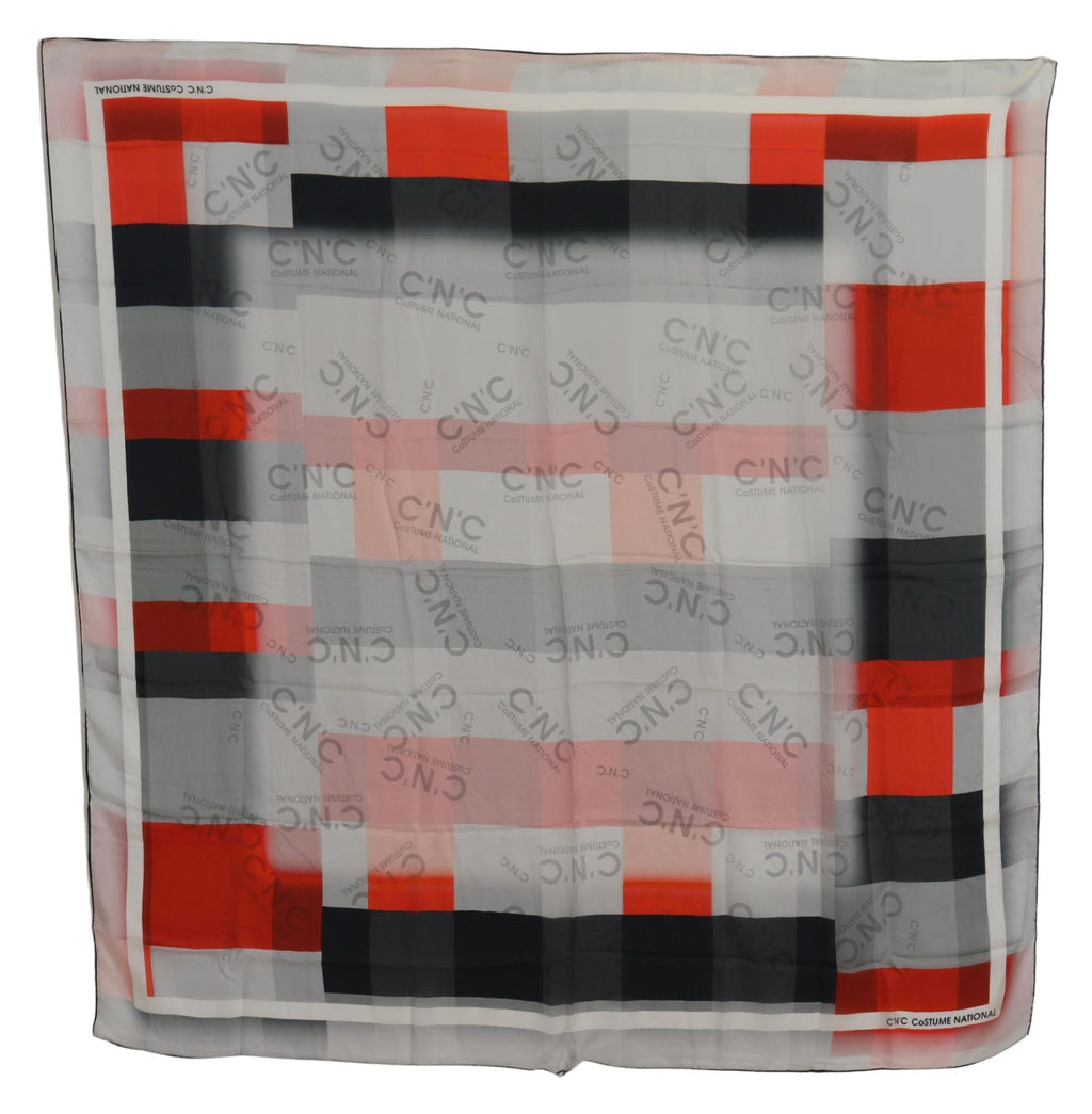 Costume National Grauer roter Schal Foulard Wickelschal